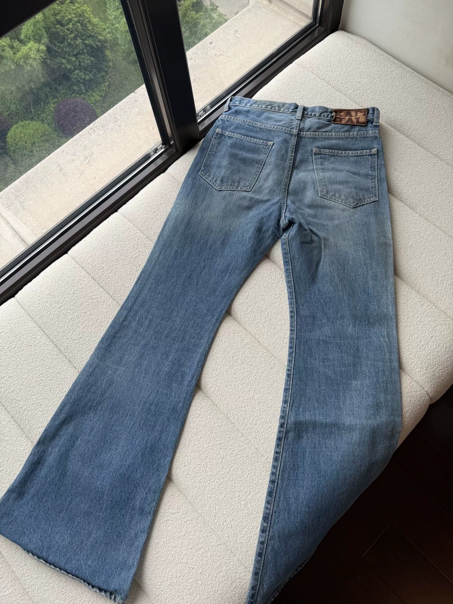 Hiroshi Kato KAPITAL Women's Blue Denim Flared Pants Size 28" / US 6 / IT 42 - 3 Thumbnail