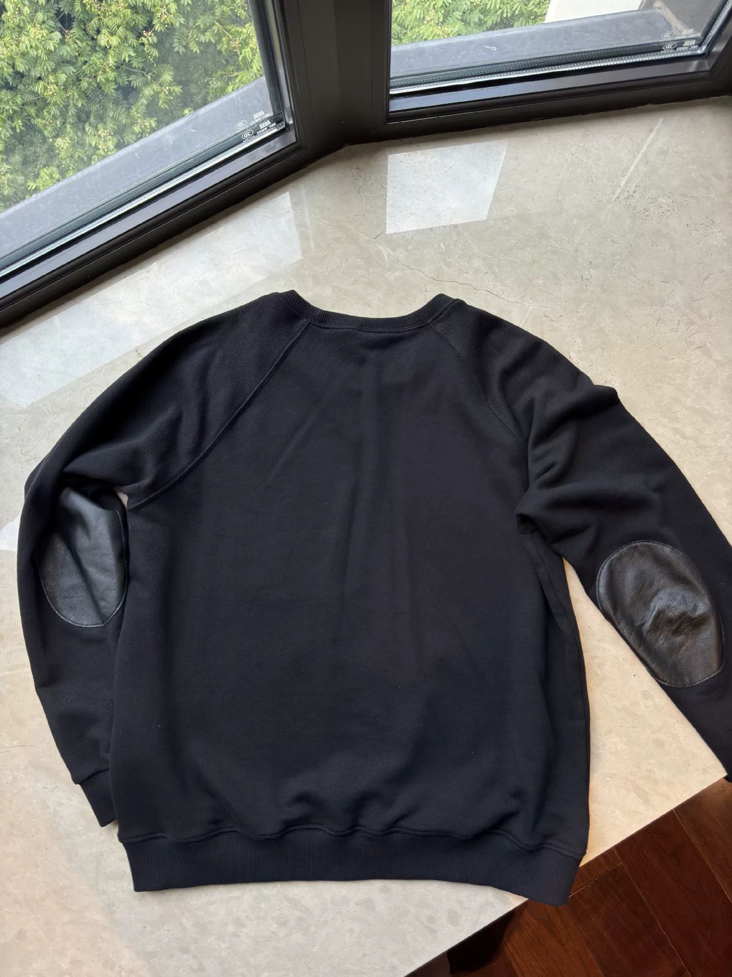 Yves Saint Laurent YSL Men's Patchwork Leather Crewneck Sweatshirt Size US XL / EU 56 / 4 - 4 Thumbnail