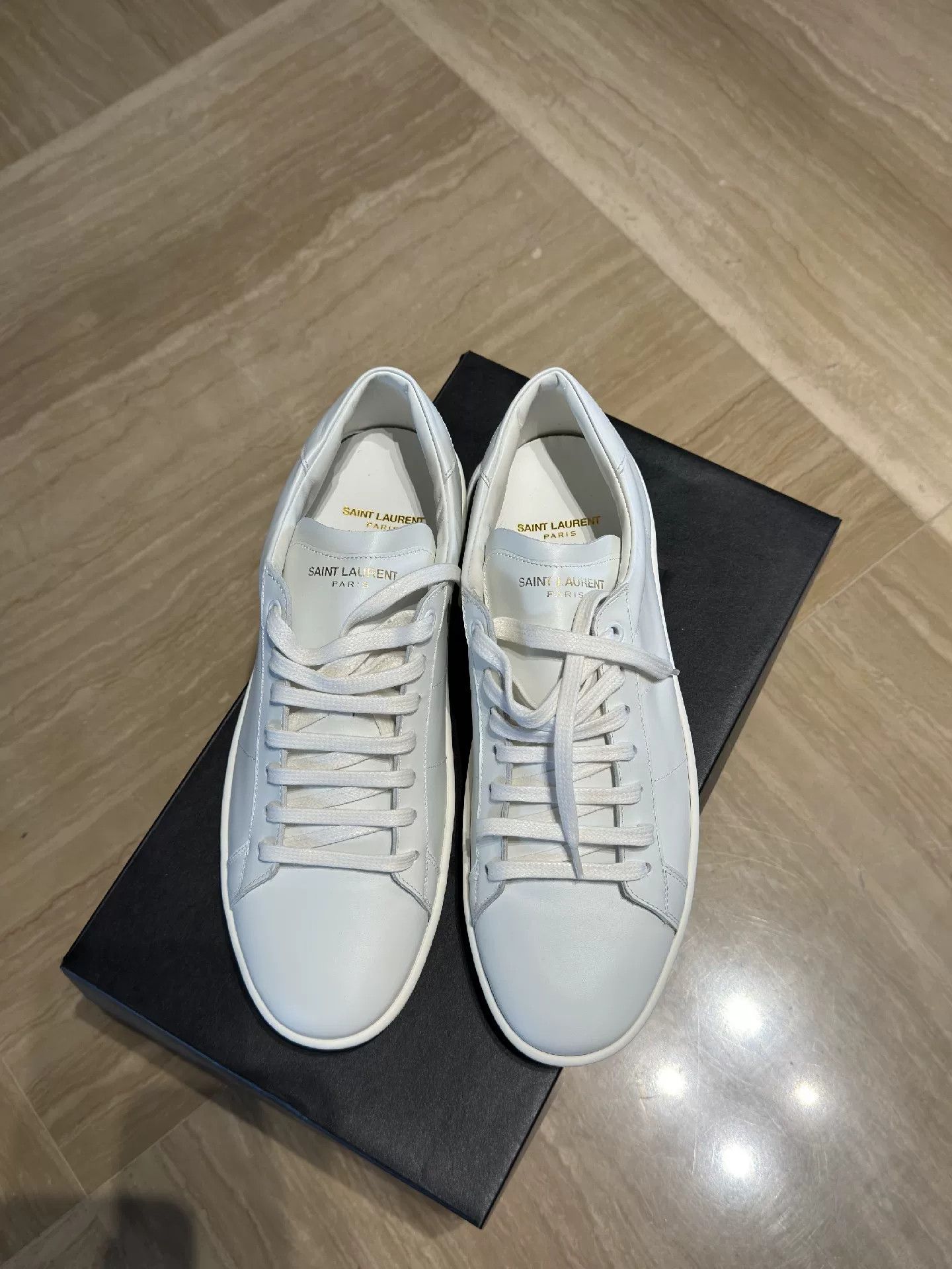 Saint Laurent Paris Saint Laurent Andy White Leather Sneakers Size US 9 / EU 42 - 2 Thumbnail