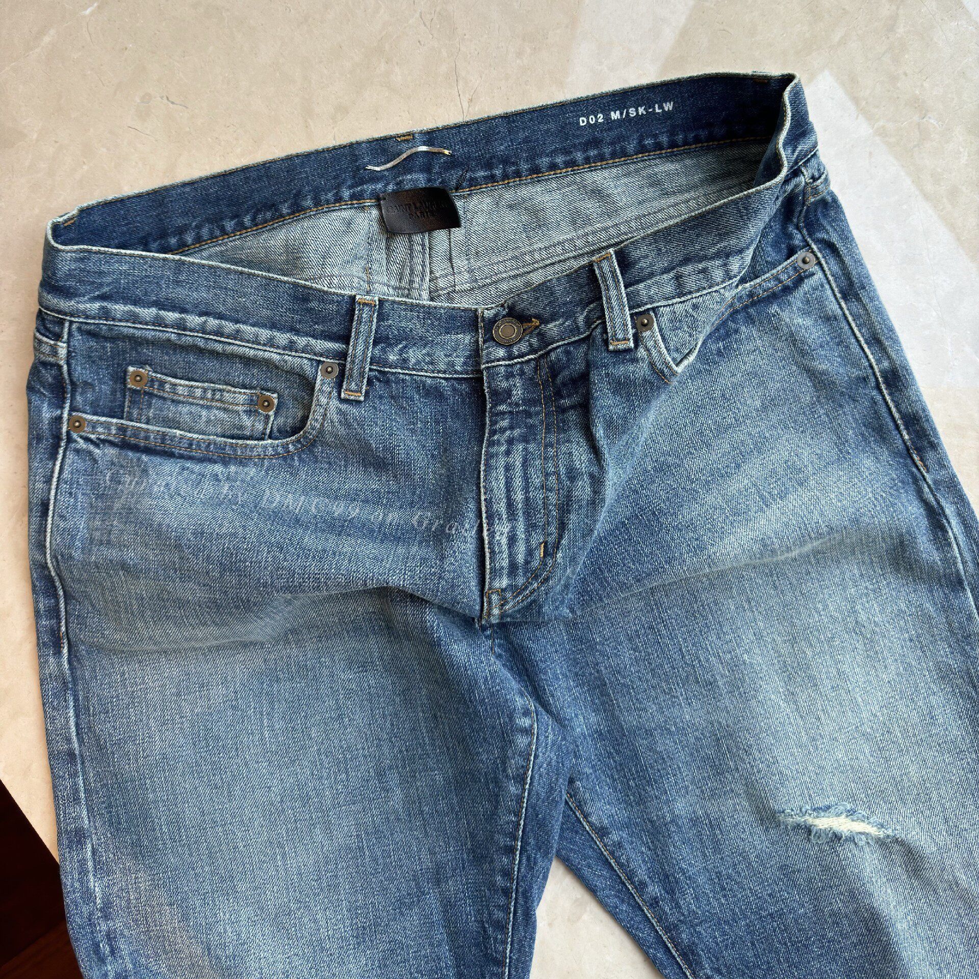 Saint Laurent Paris Saint Laurent Men's Distressed Washed Blue Jeans Size US 34 / EU 50 - 6 Thumbnail