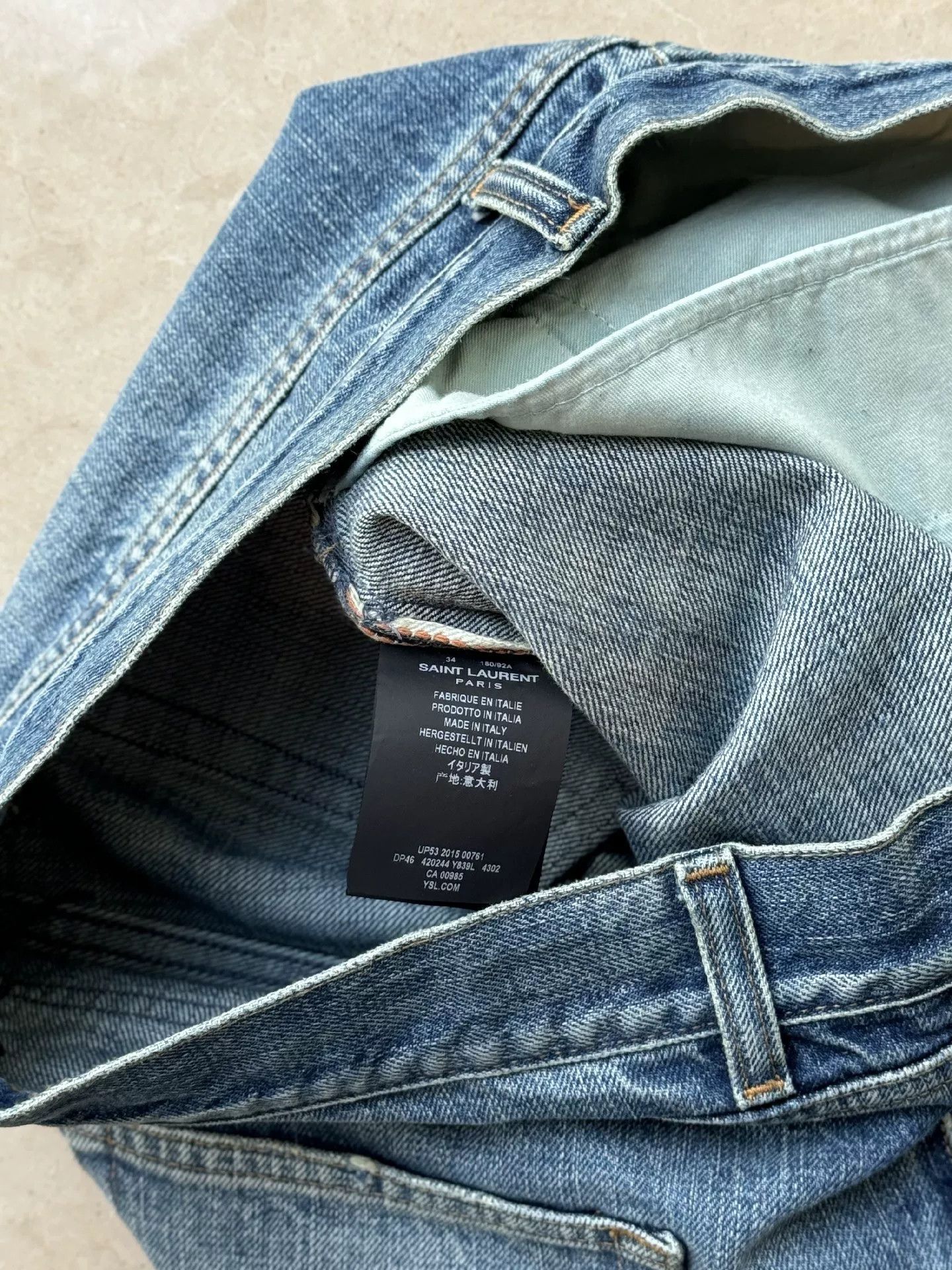 Saint Laurent Paris Saint Laurent Men's Distressed Washed Blue Jeans Size US 34 / EU 50 - 7 Thumbnail