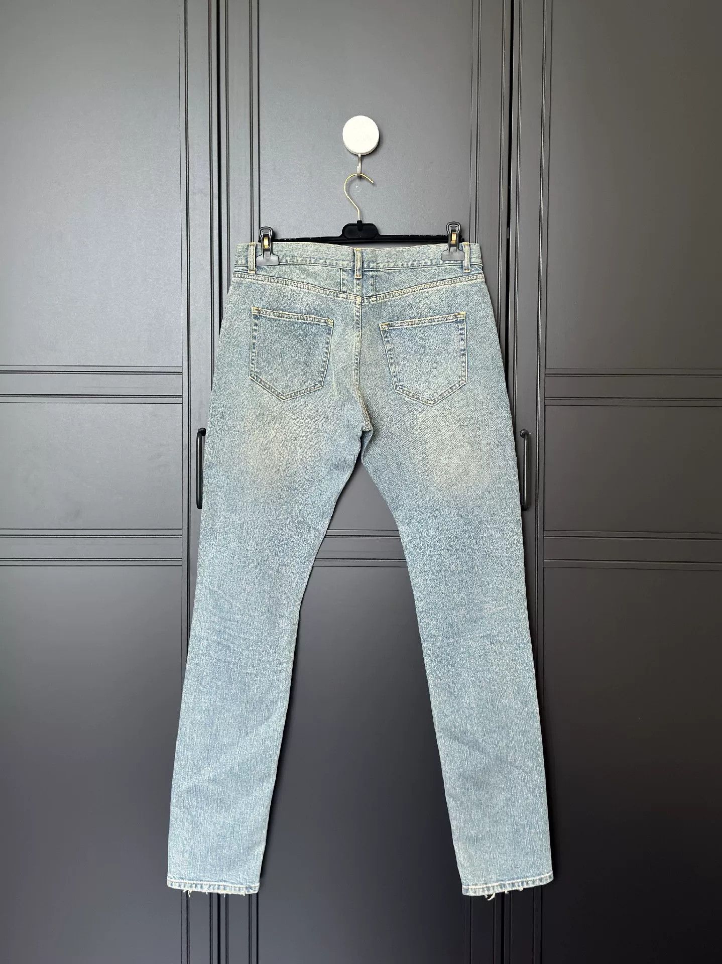 Saint Laurent Paris YSL Men's Washed Blue Ripped Jeans Size US 33 - 3 Thumbnail