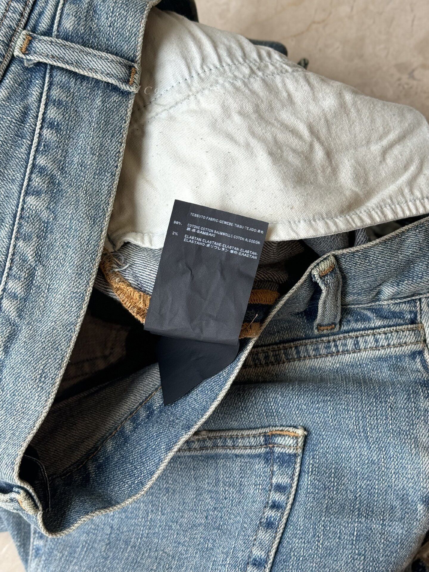 Saint Laurent Paris YSL Men's Washed Blue Ripped Jeans Size US 33 - 8 Thumbnail