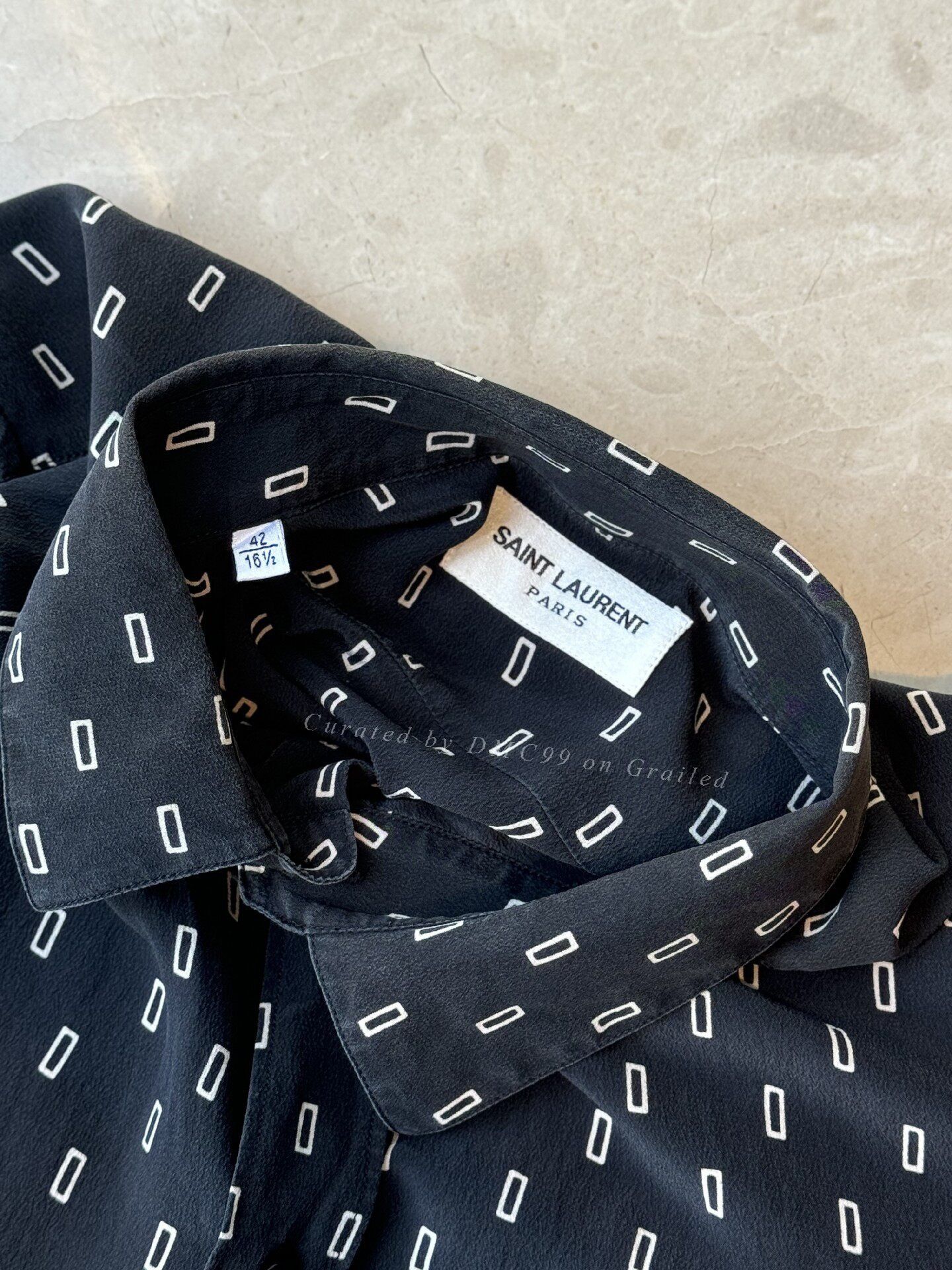 Saint Laurent Paris YSL Men's 100% Silk Printed Shirt Size US M / EU 48-50 / 2 - 5 Thumbnail