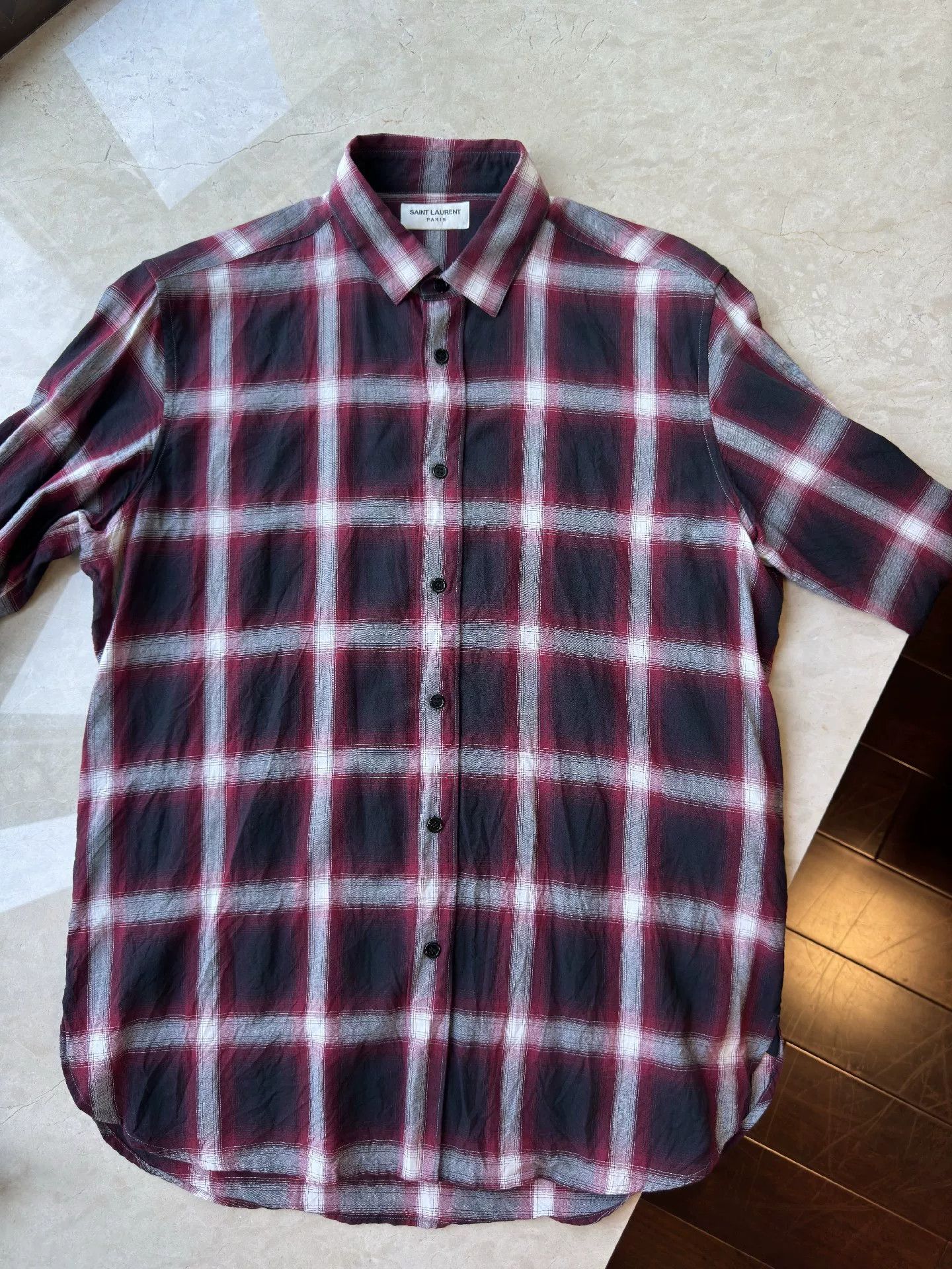 Yves Saint Laurent YSL Men's Red Plaid Shirt Size US M / EU 48-50 / 2 - 4 Thumbnail