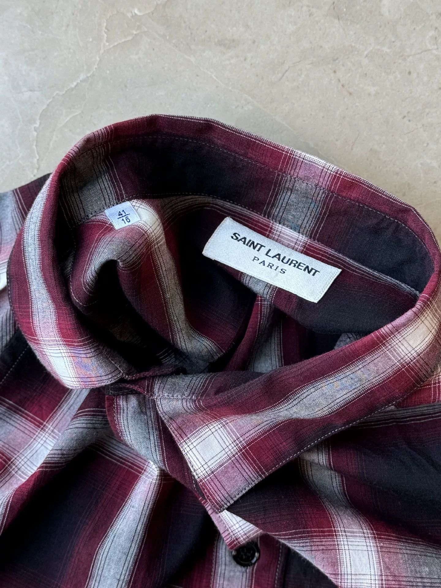 Yves Saint Laurent YSL Men's Red Plaid Shirt Size US M / EU 48-50 / 2 - 6 Thumbnail
