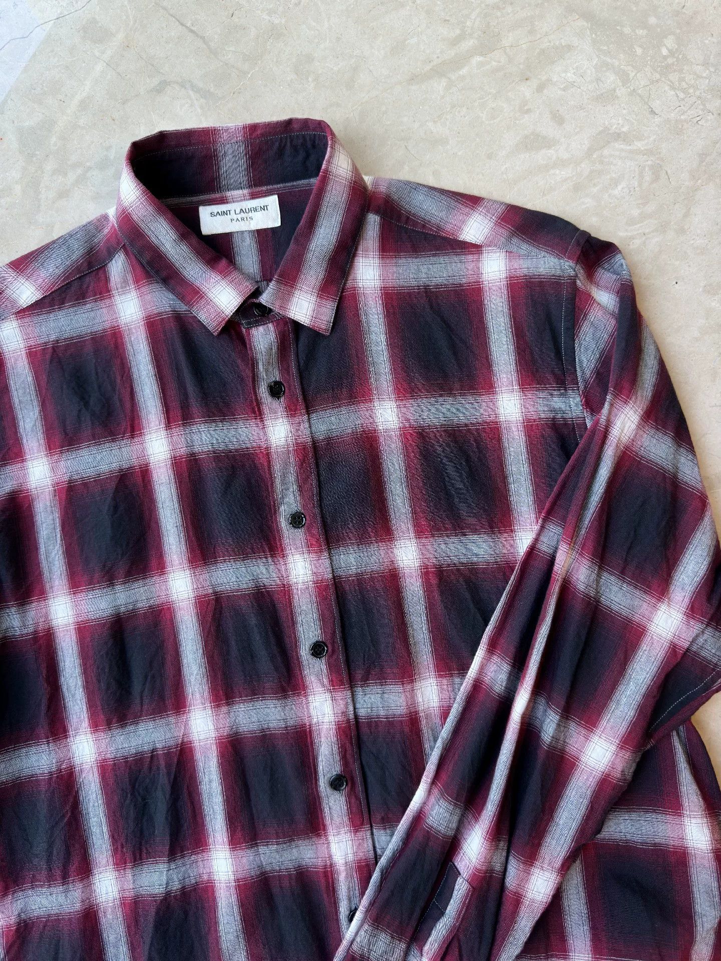 Yves Saint Laurent YSL Men's Red Plaid Shirt Size US M / EU 48-50 / 2 - 5 Thumbnail