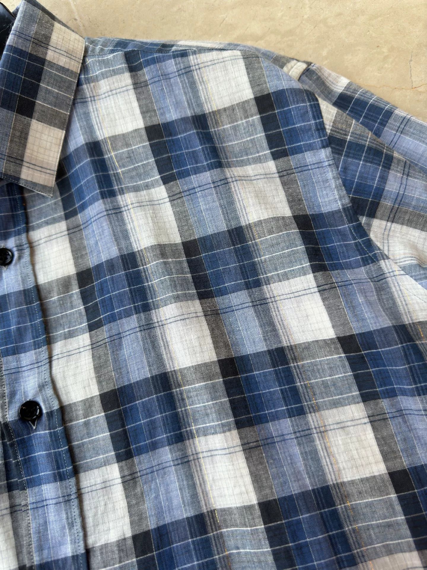 Saint Laurent Paris YSL Men's Blue Plaid Shirt Size US XS / EU 42 / 0 - 6 Thumbnail