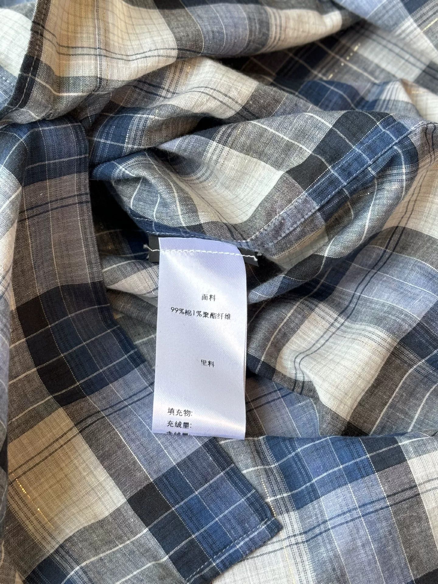 Saint Laurent Paris YSL Men's Blue Plaid Shirt Size US XS / EU 42 / 0 - 7 Thumbnail