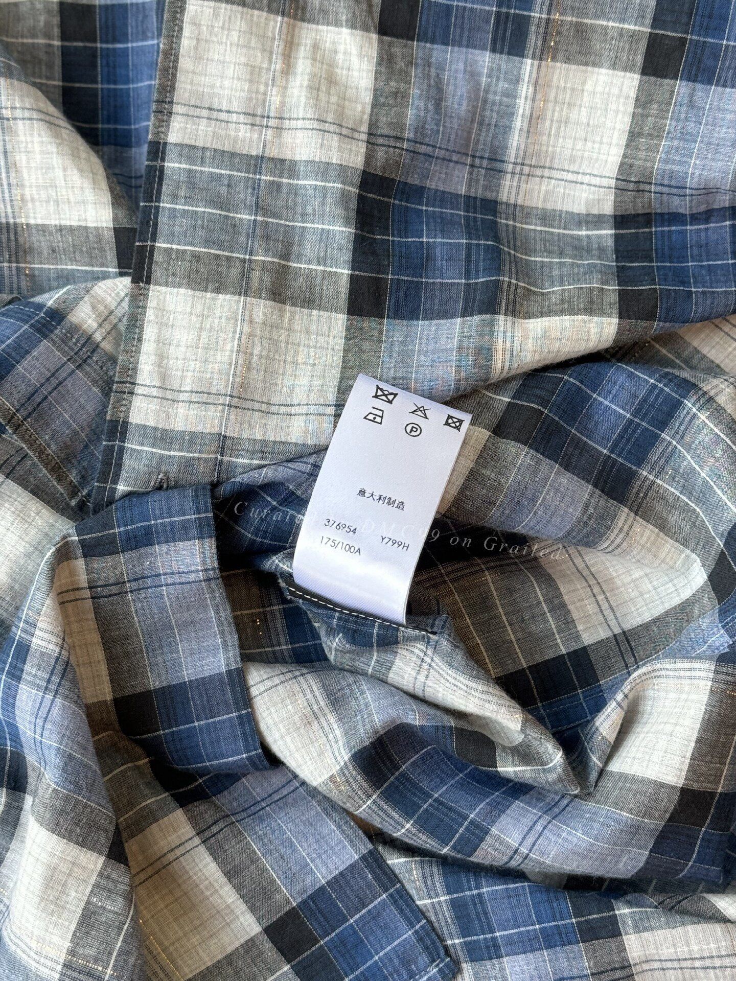 Saint Laurent Paris YSL Men's Blue Plaid Shirt Size US XS / EU 42 / 0 - 8 Thumbnail