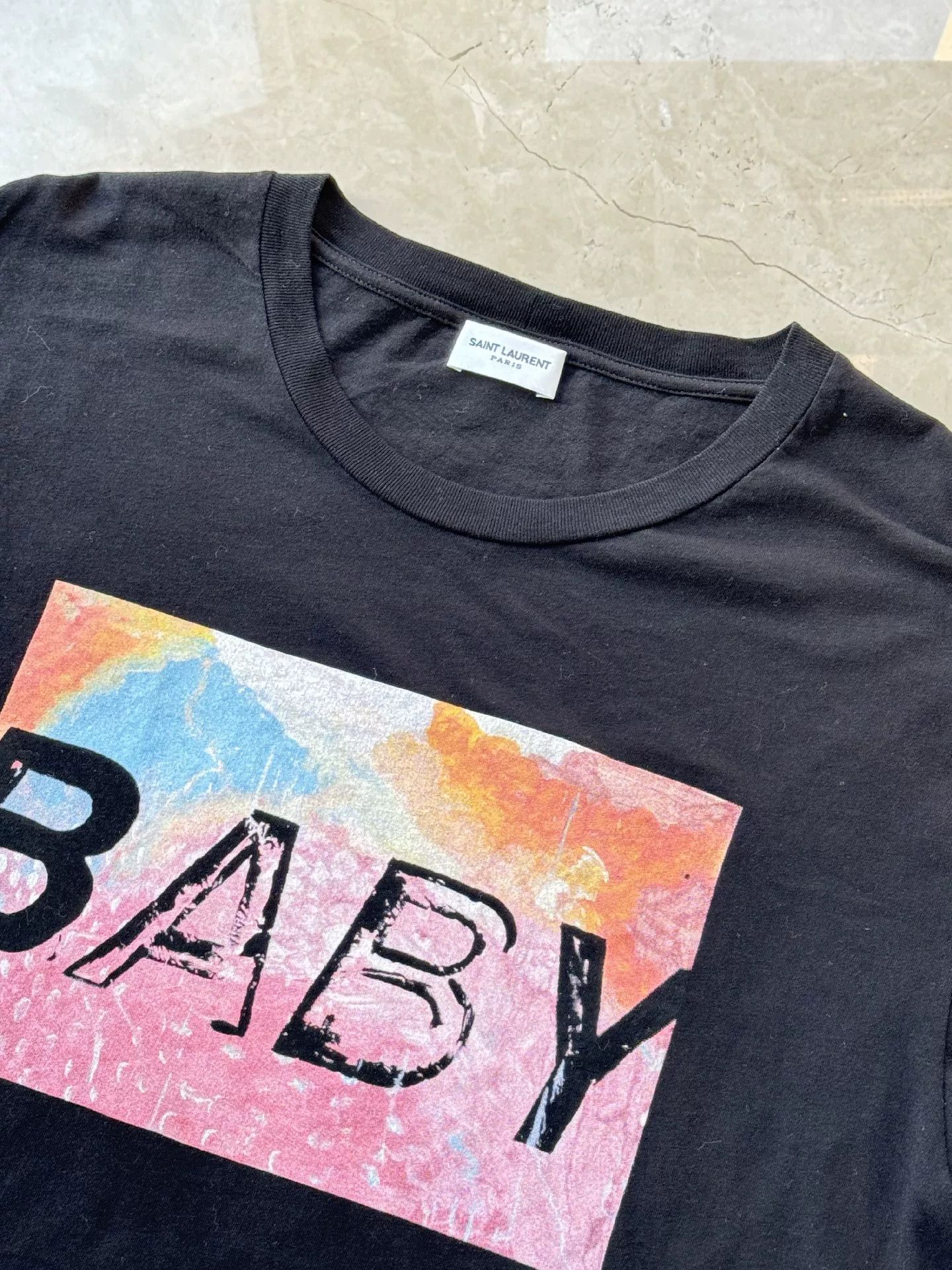 Yves Saint Laurent YSL/SLP Men's Classic BABY Print T-Shirt Size US XL / EU 56 / 4 - 5 Thumbnail