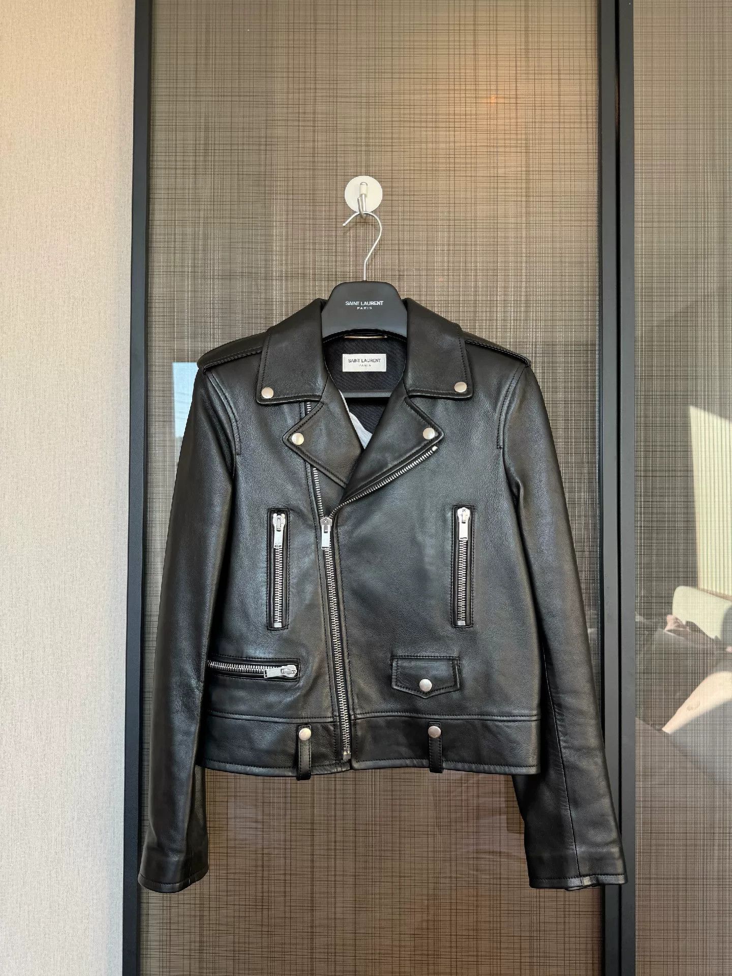 Yves Saint Laurent YSL Women's Classic Biker Leather Jacket Size S / US 4 / IT 40 - 2 Thumbnail