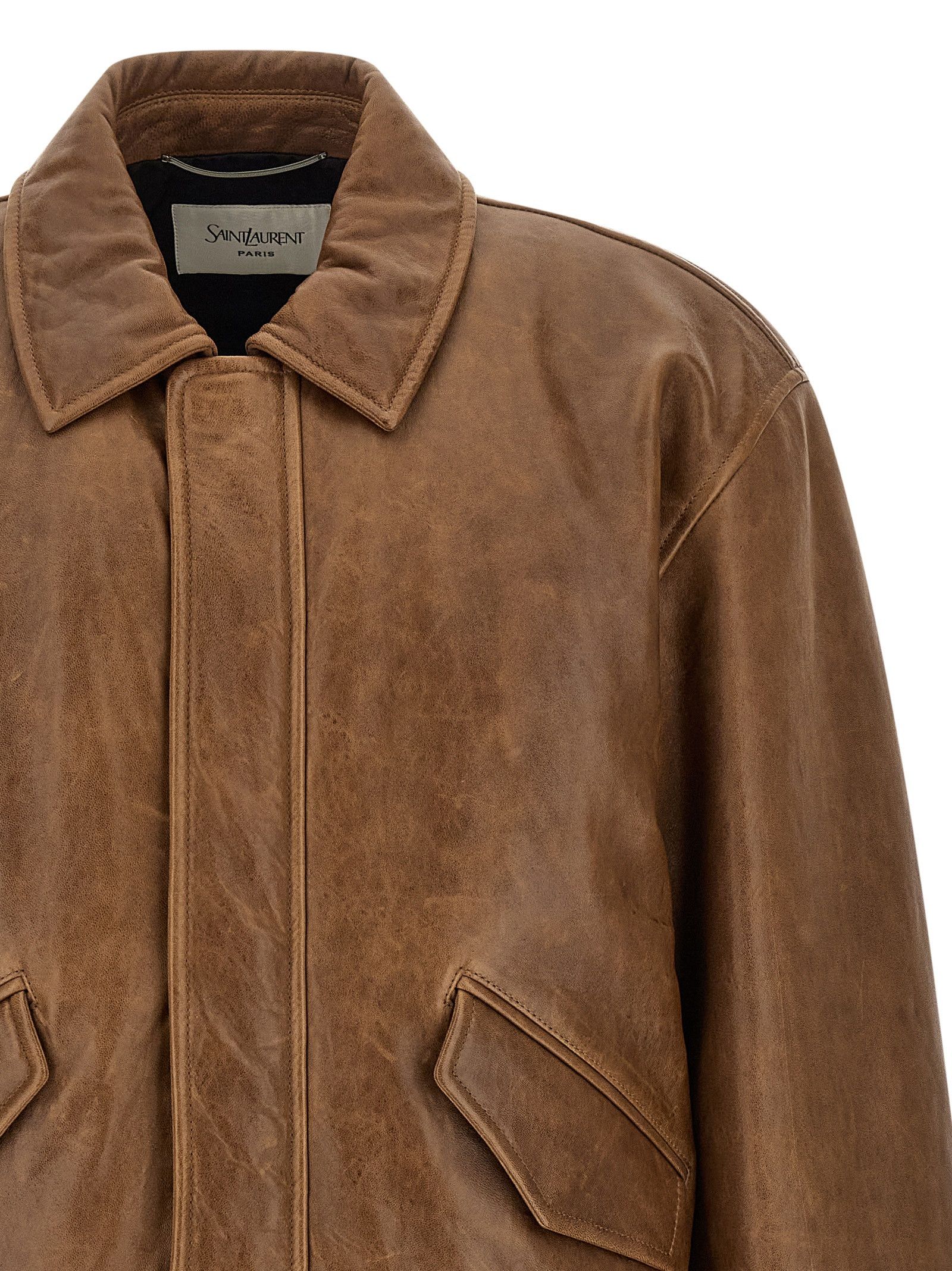Saint Laurent Paris Vintage leather bomber jacket Size US L / EU 52-54 / 3 - 3 Thumbnail