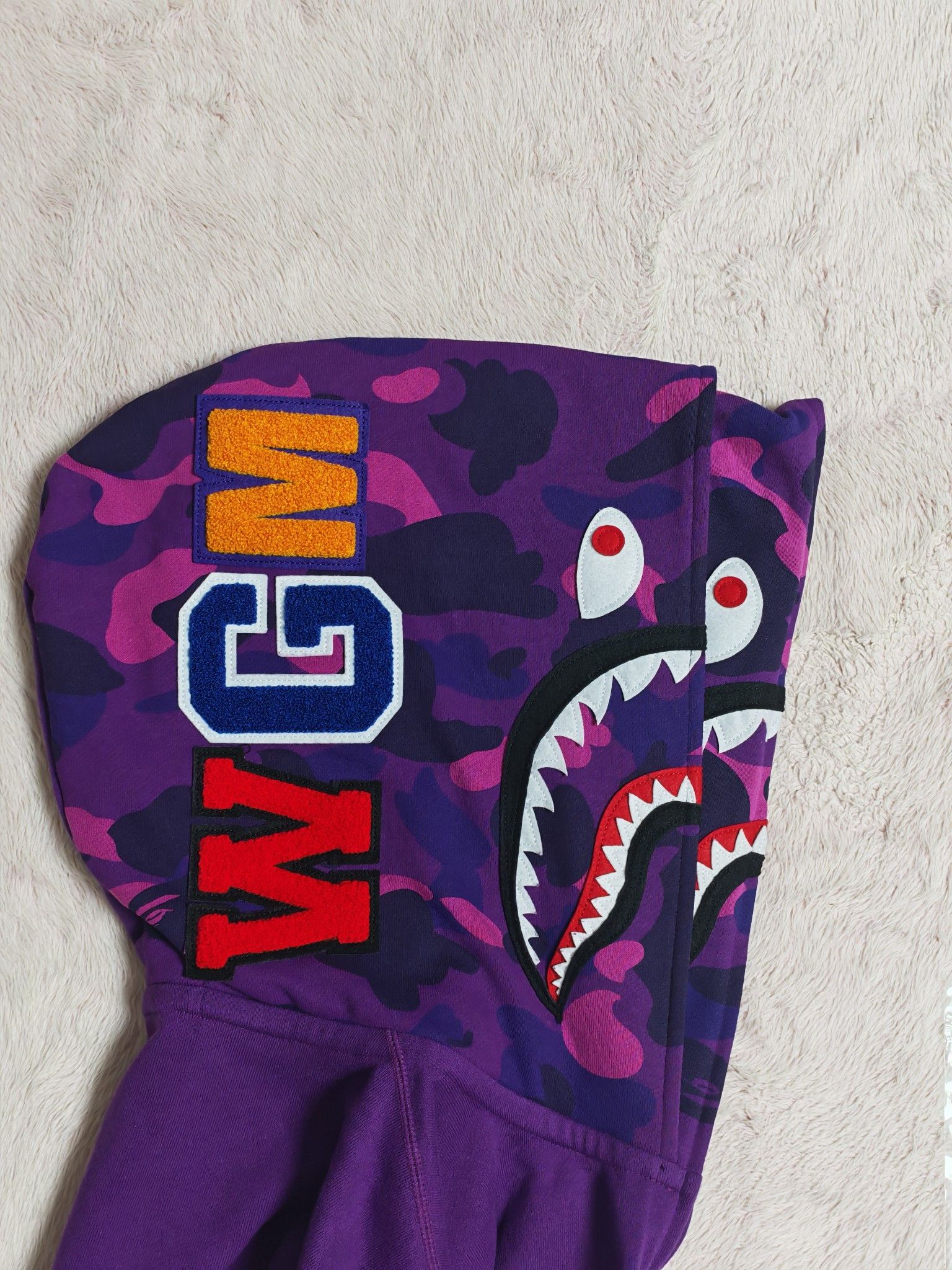 Bape A Bathing Ape Purple Camo Shark Full Zip Hoodie Size L Size US L / EU 52-54 / 3 - 7 Thumbnail