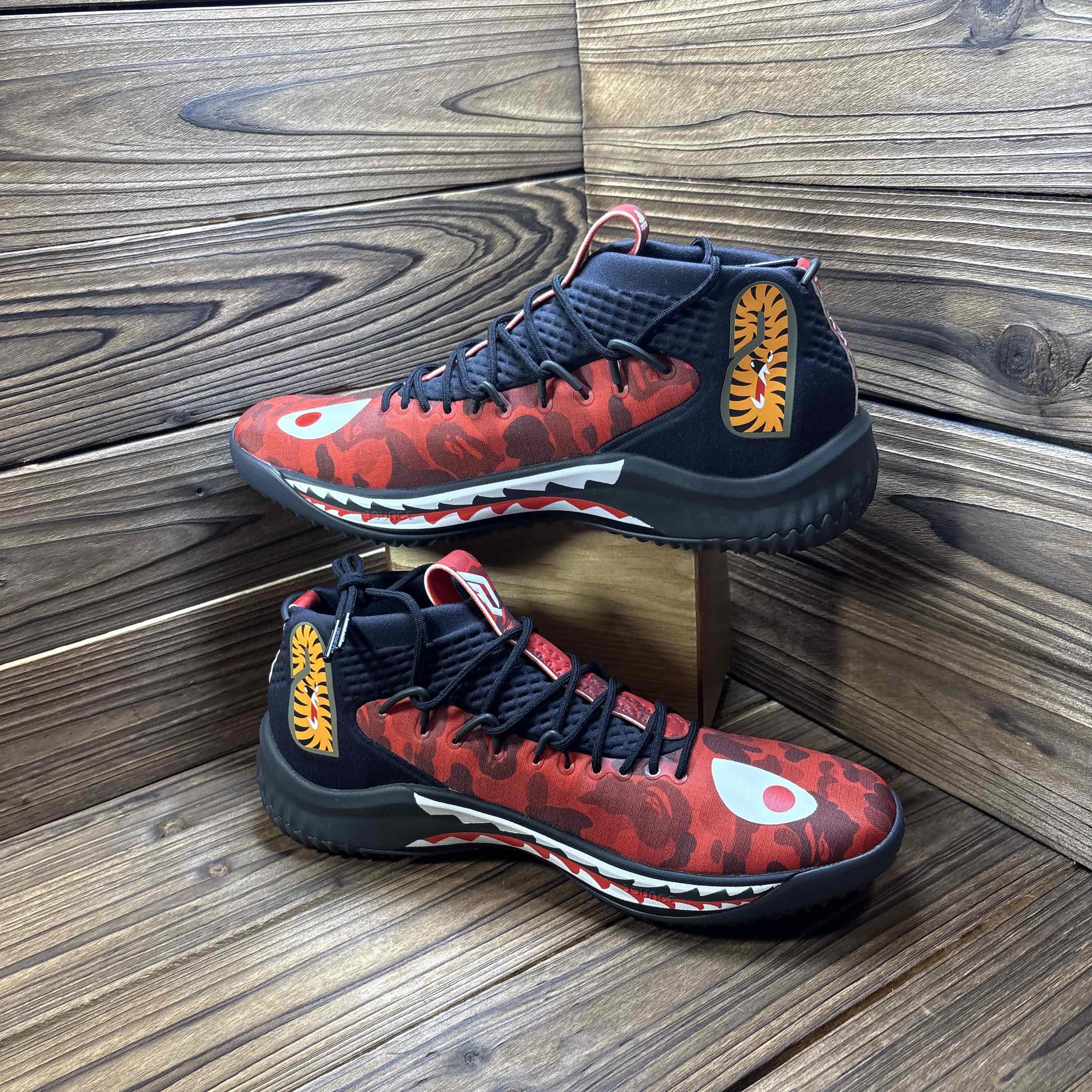 Adidas Adidas x Bape D Lillard 4 Red Camo Sneakers US 11 Size US 12 / EU 45 - 9 Thumbnail