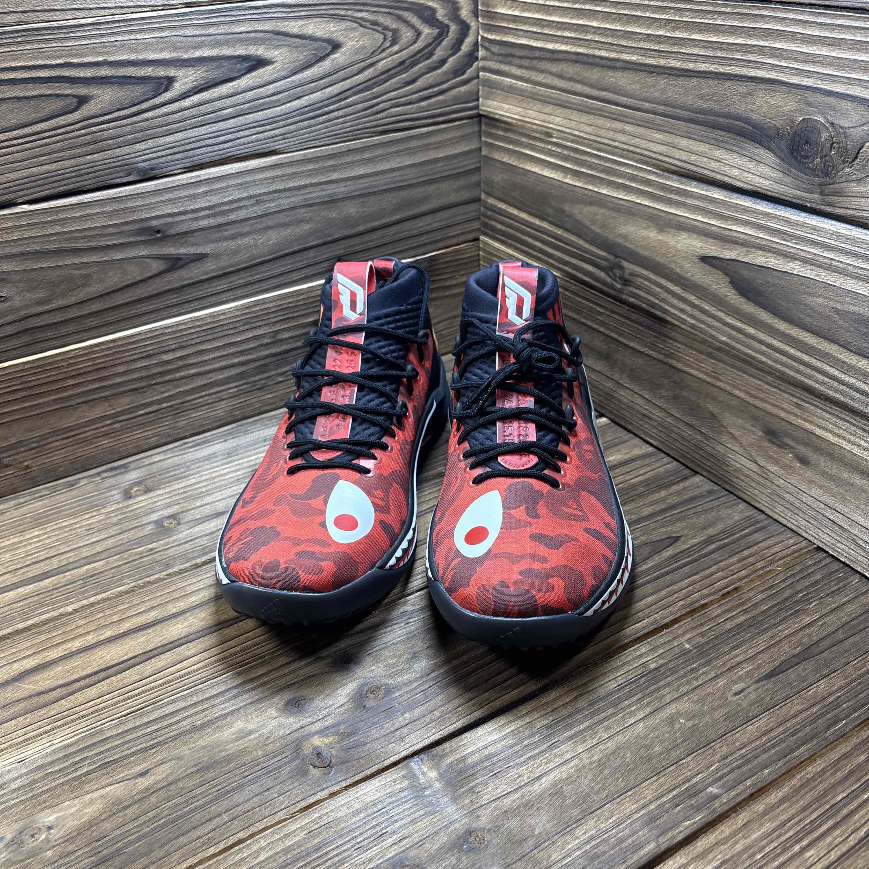 Adidas Adidas x Bape D Lillard 4 Red Camo Sneakers US 11 Size US 12 / EU 45 - 2 Thumbnail