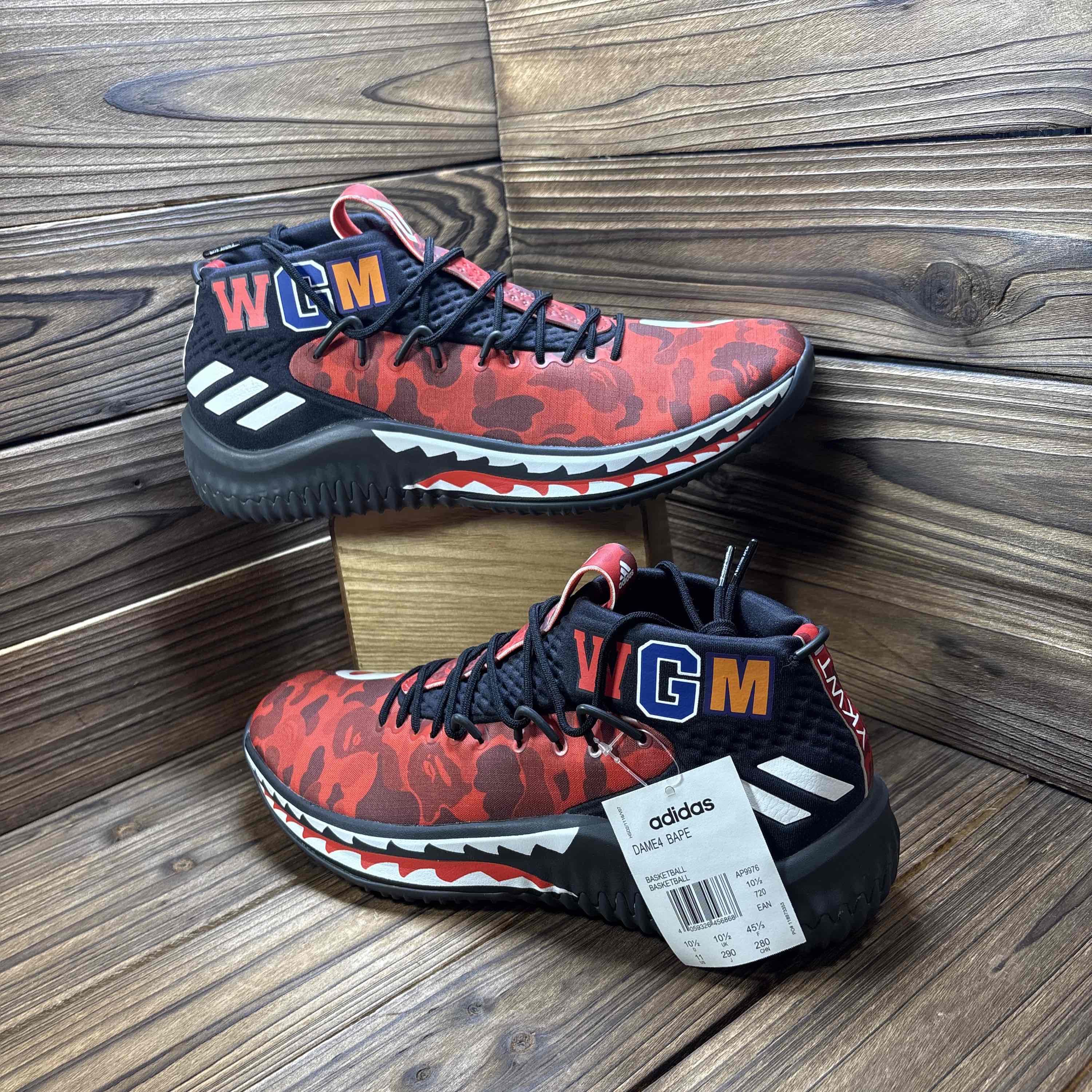 Adidas Adidas x Bape D Lillard 4 Red Camo Sneakers US 11 Size US 12 / EU 45 - 8 Thumbnail