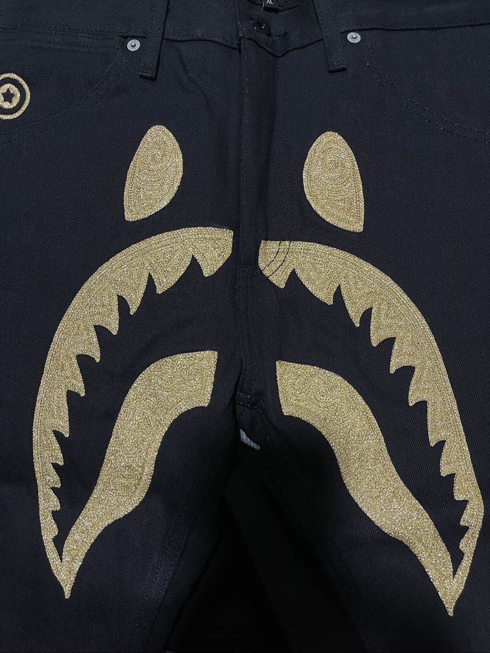 Bape A Bathing Ape Gold Shark Denim Jeans Size XL Size US 36 / EU 52 - 4 Thumbnail