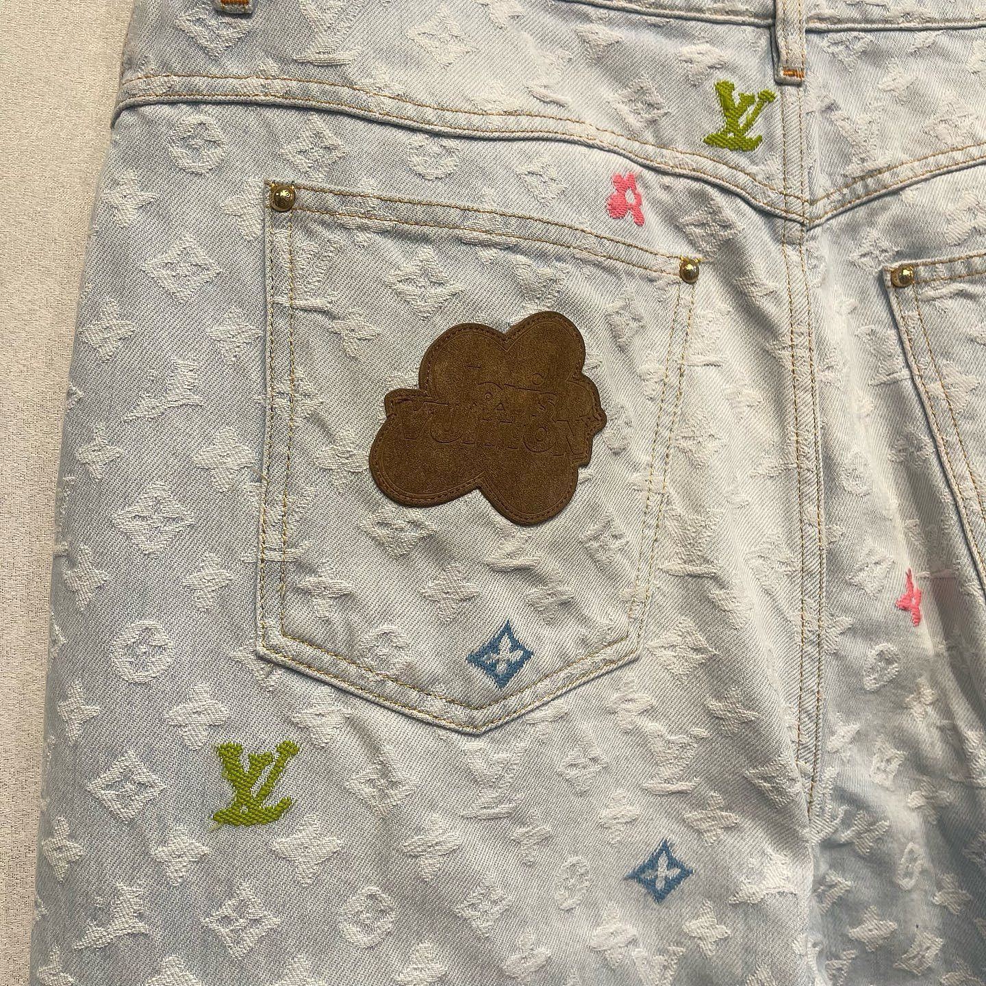 Louis Vuitton Louis Vuitton Monogram Embroidered Denim Jeans Size 34 Size US 34 / EU 50 - 6 Thumbnail