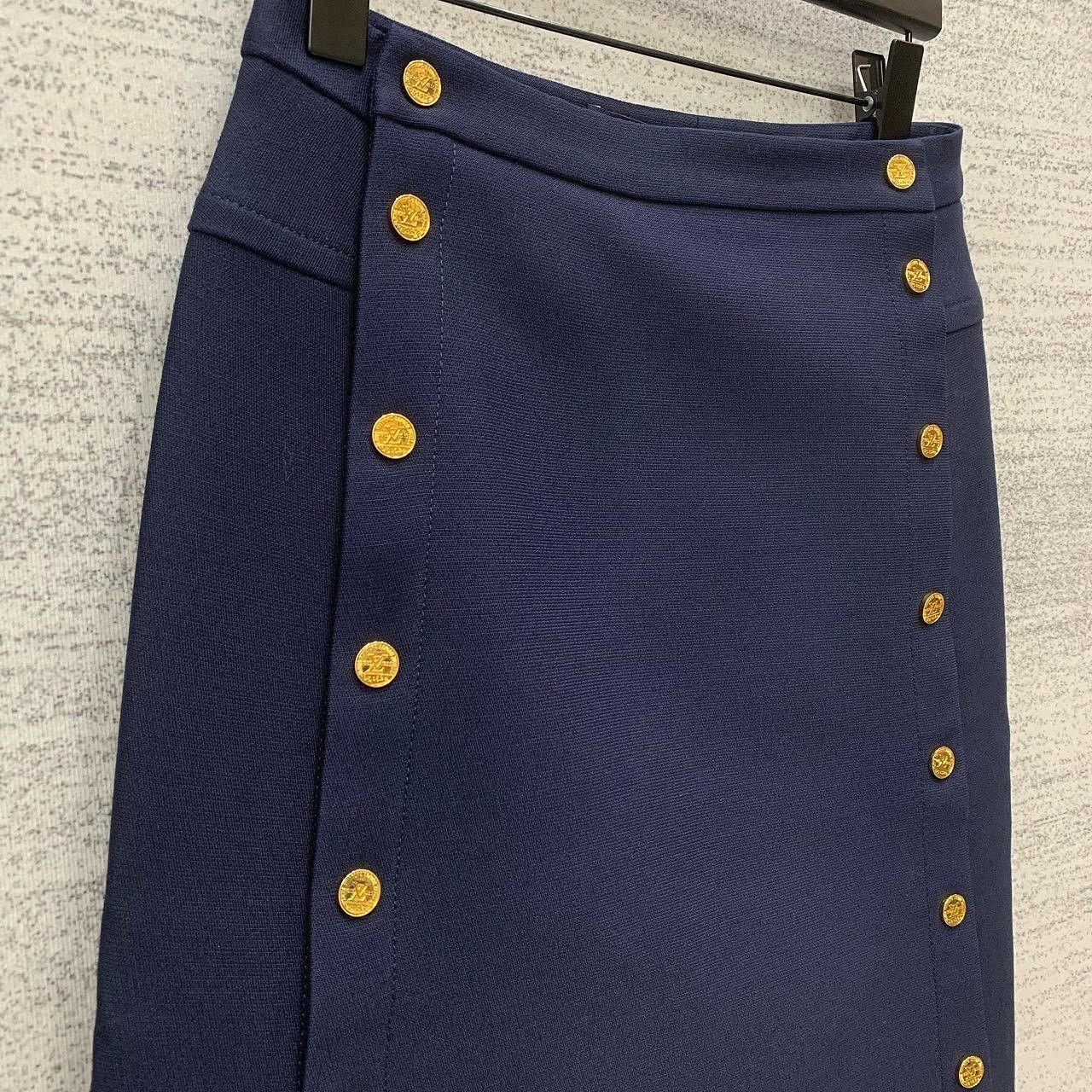 Louis Vuitton Louis Vuitton Gold Button Navy Skirt Size 34 Size 24" / US 00 / IT 34 - 6 Thumbnail