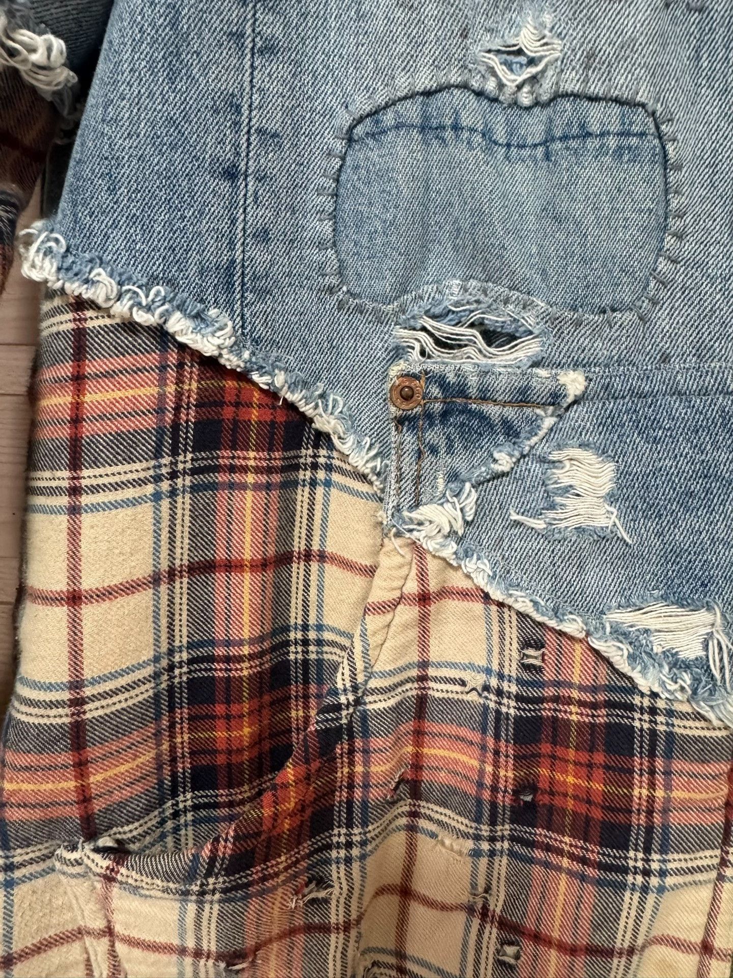 Greg Lauren Greg Lauren Denim Plaid Zip Jacket Size 3 Size US L / EU 52-54 / 3 - 4 Thumbnail