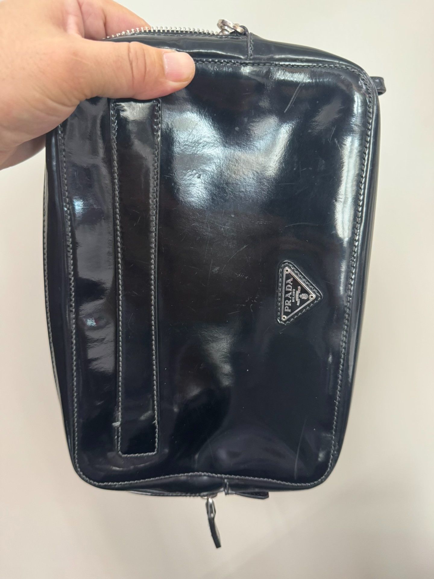 Prada Prada Men's Black Leather Clutch Size ONE SIZE - 7 Thumbnail