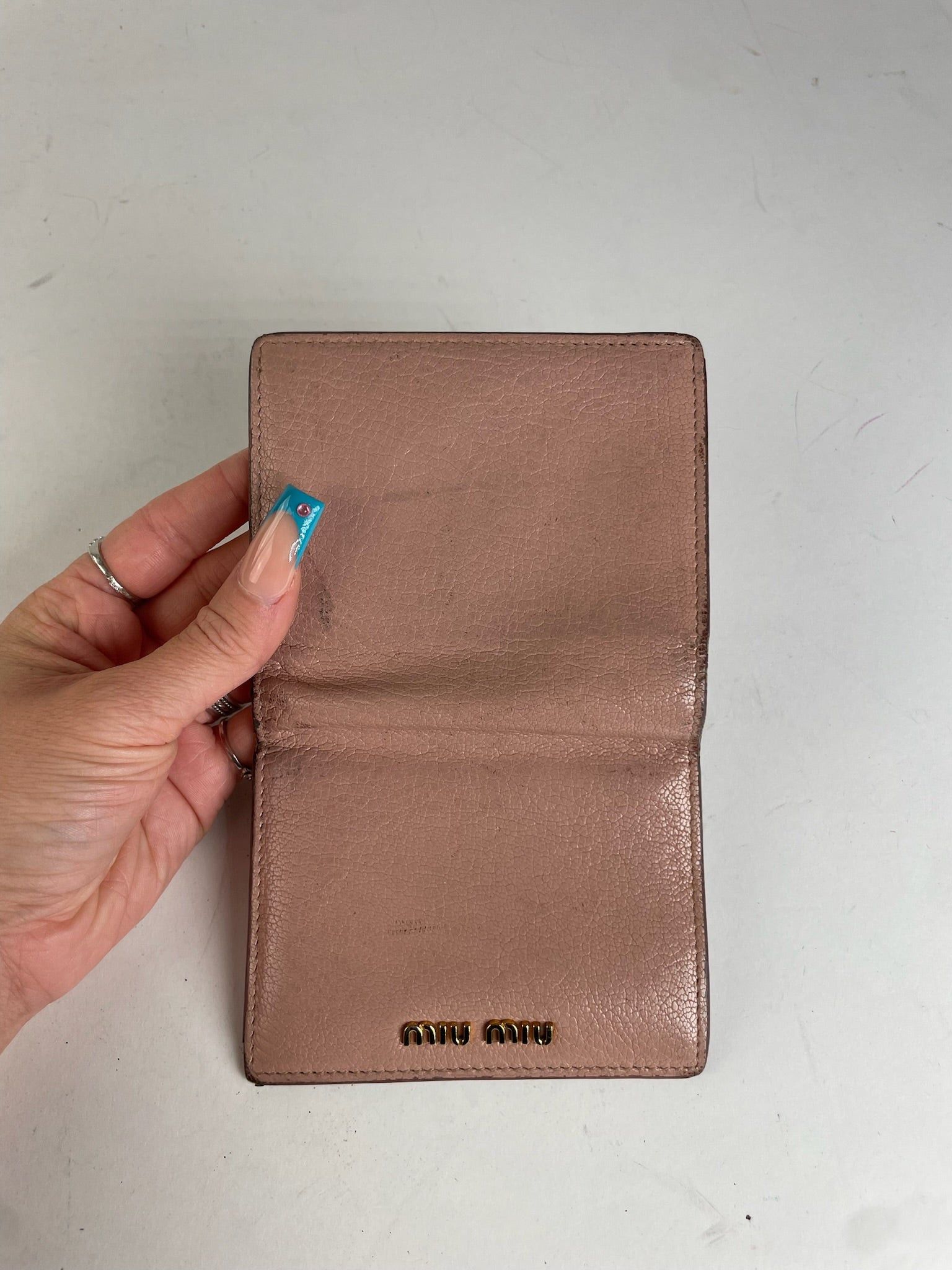 Miu Miu Distressed Leather Wallet Pink Size ONE SIZE - 5 Thumbnail