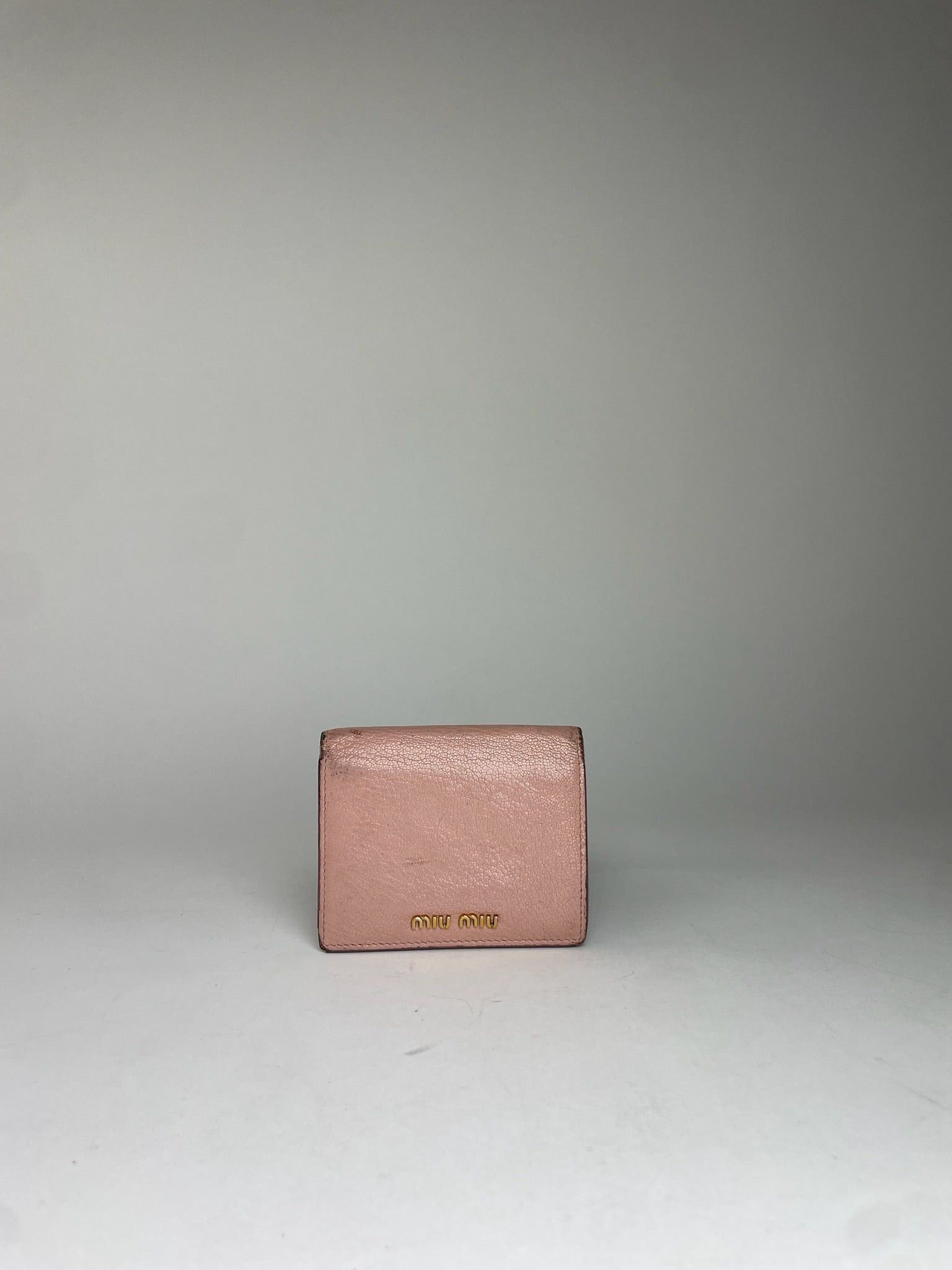 Miu Miu Distressed Leather Wallet Pink Size ONE SIZE - 10 Thumbnail