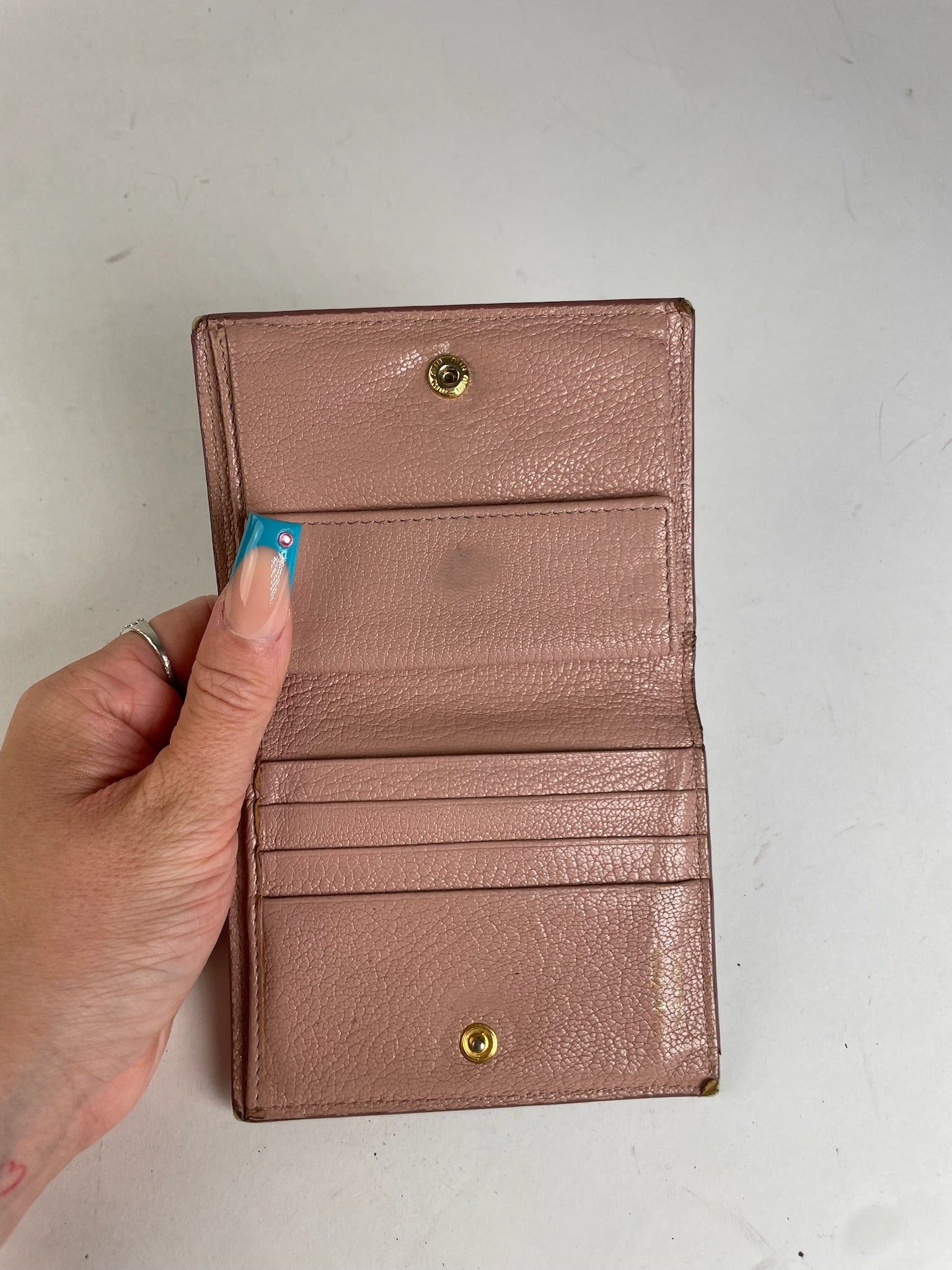 Miu Miu Distressed Leather Wallet Pink Size ONE SIZE - 3 Thumbnail