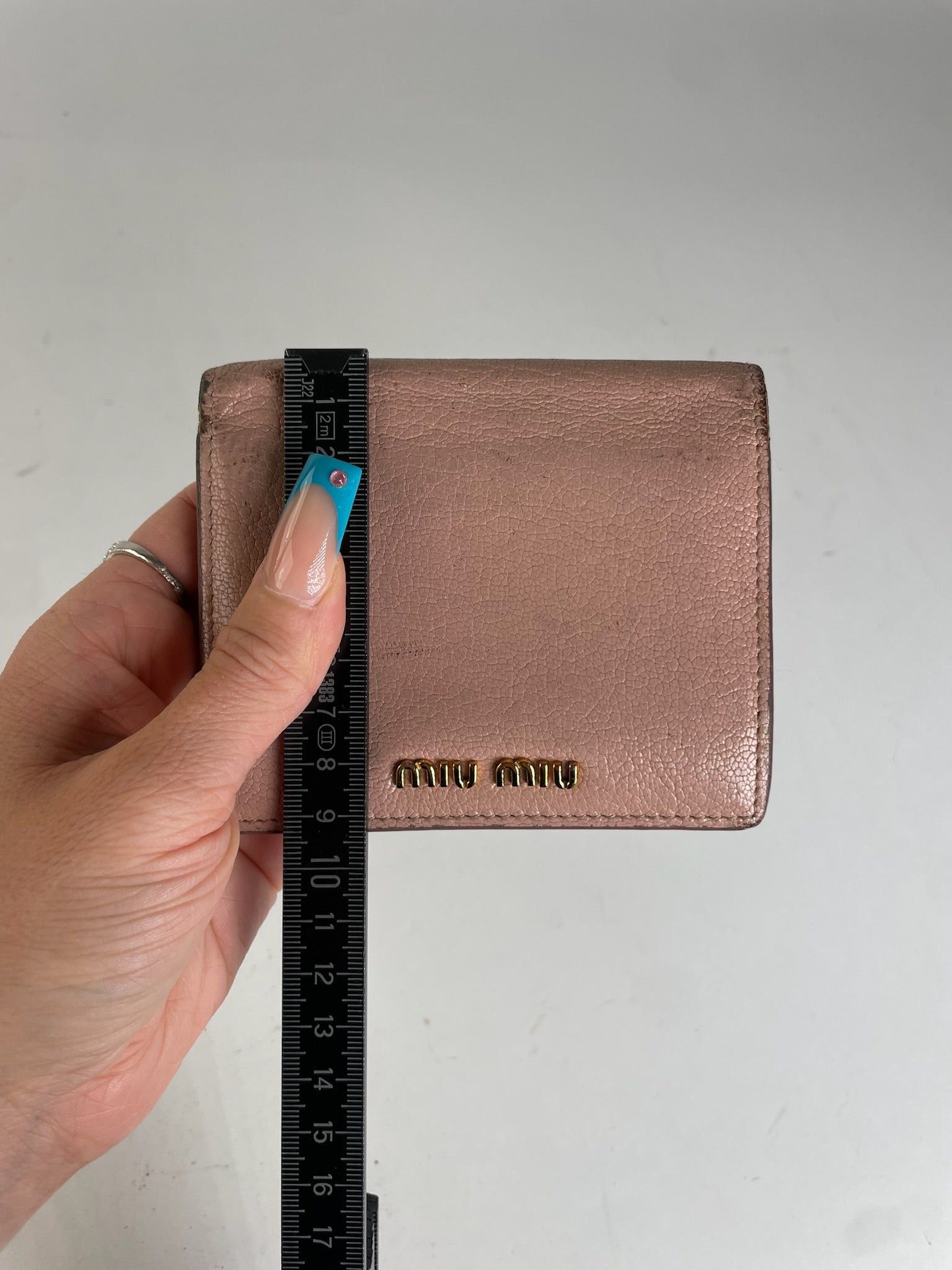 Miu Miu Distressed Leather Wallet Pink Size ONE SIZE - 8 Thumbnail