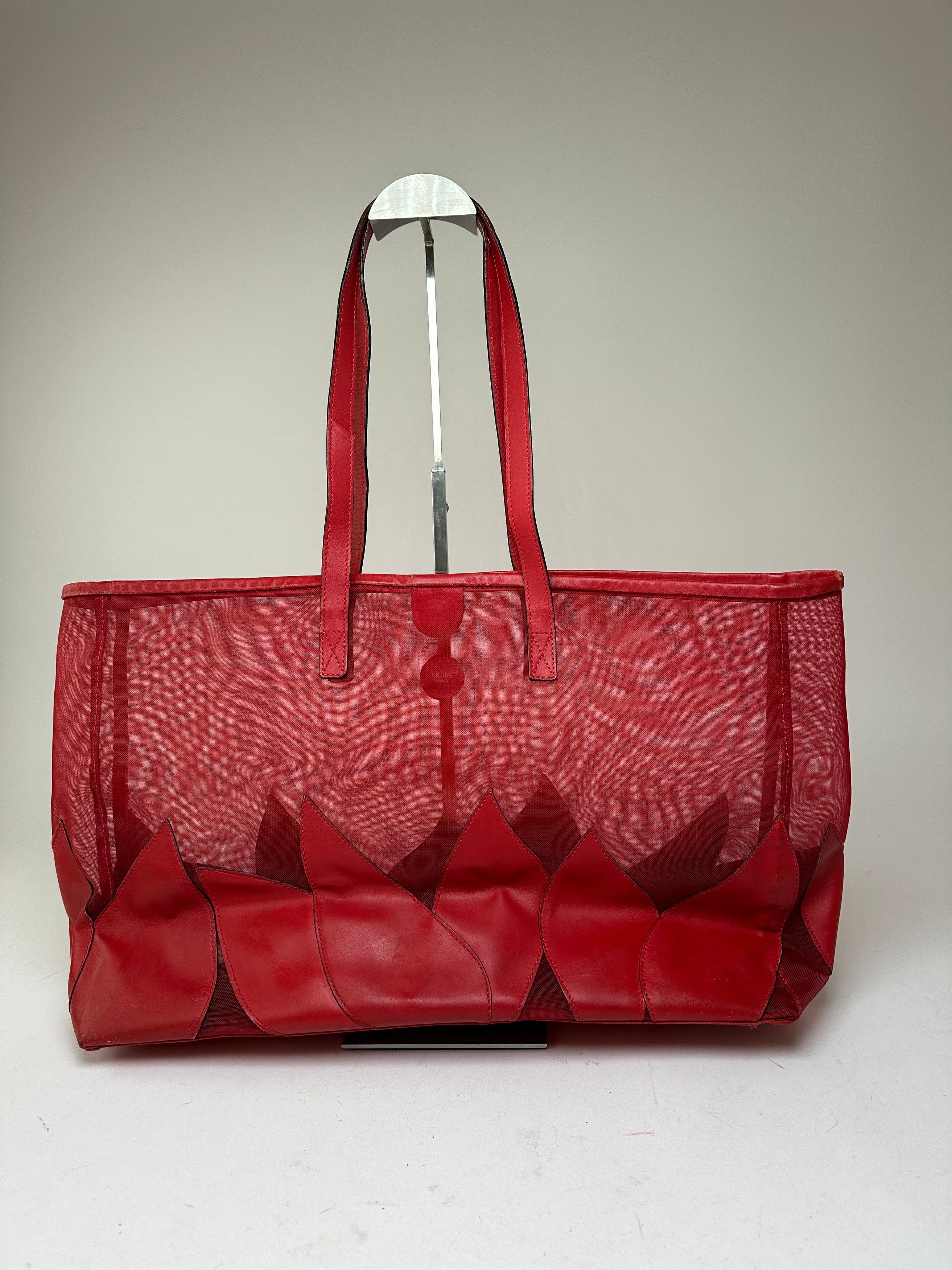 Celine Vintage Mesh Leather Tote Bag Red Size ONE SIZE - 2 Thumbnail