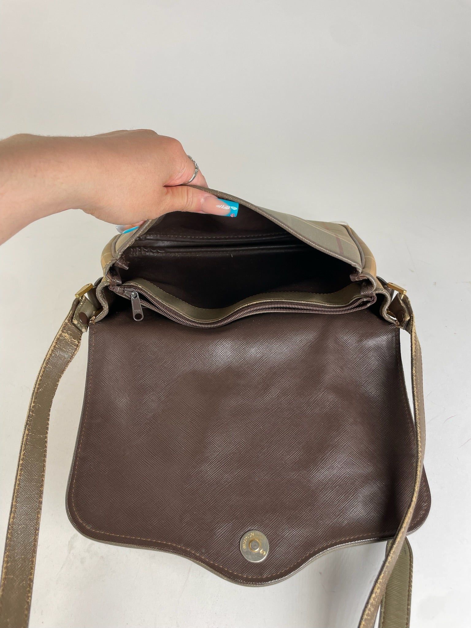 Burberry Vintage Shoulder Bag Iconic Check in Beige and Brown Size ONE SIZE - 9 Thumbnail