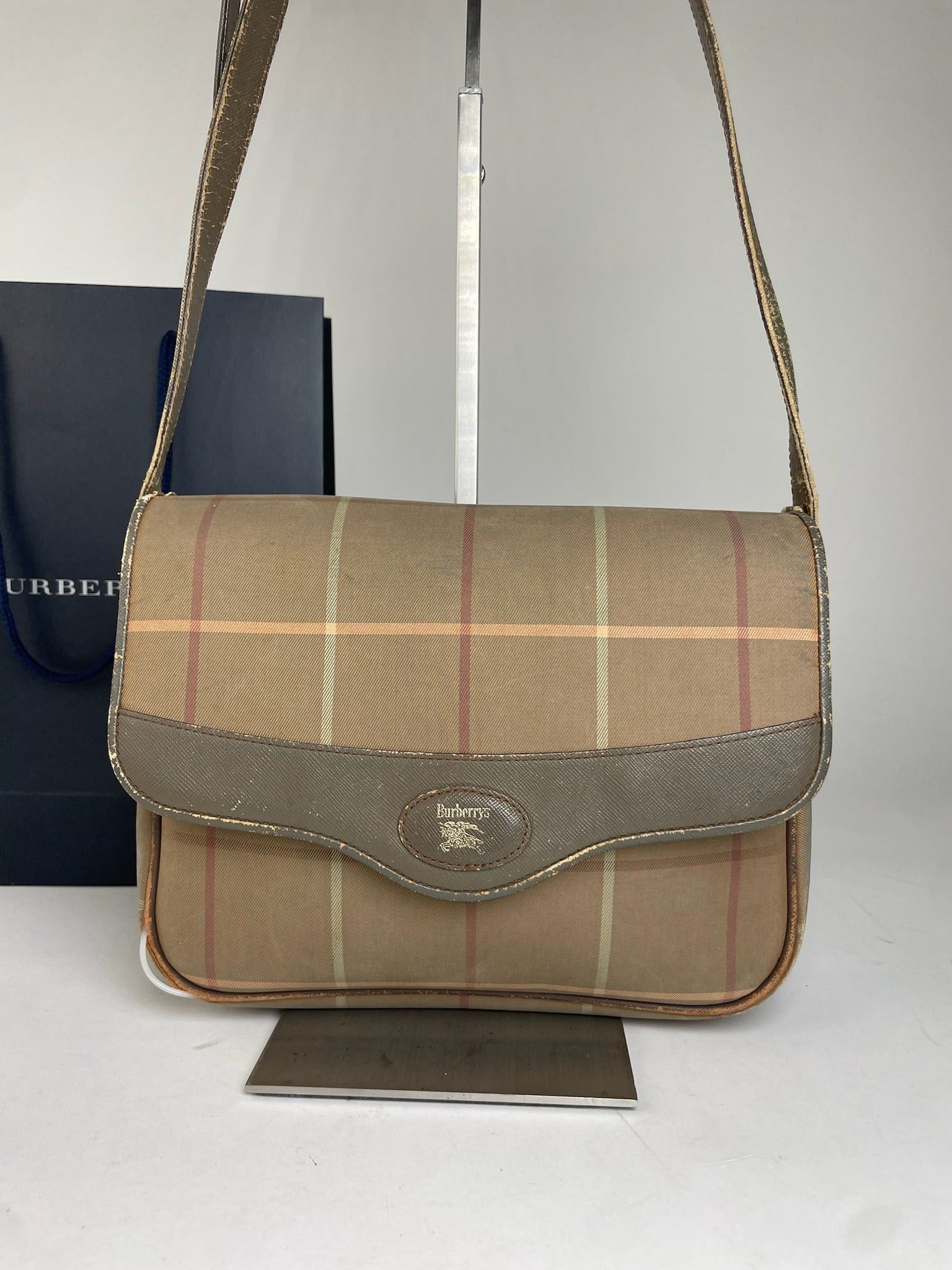 Burberry Vintage Shoulder Bag Iconic Check in Beige and Brown Size ONE SIZE - 14 Thumbnail