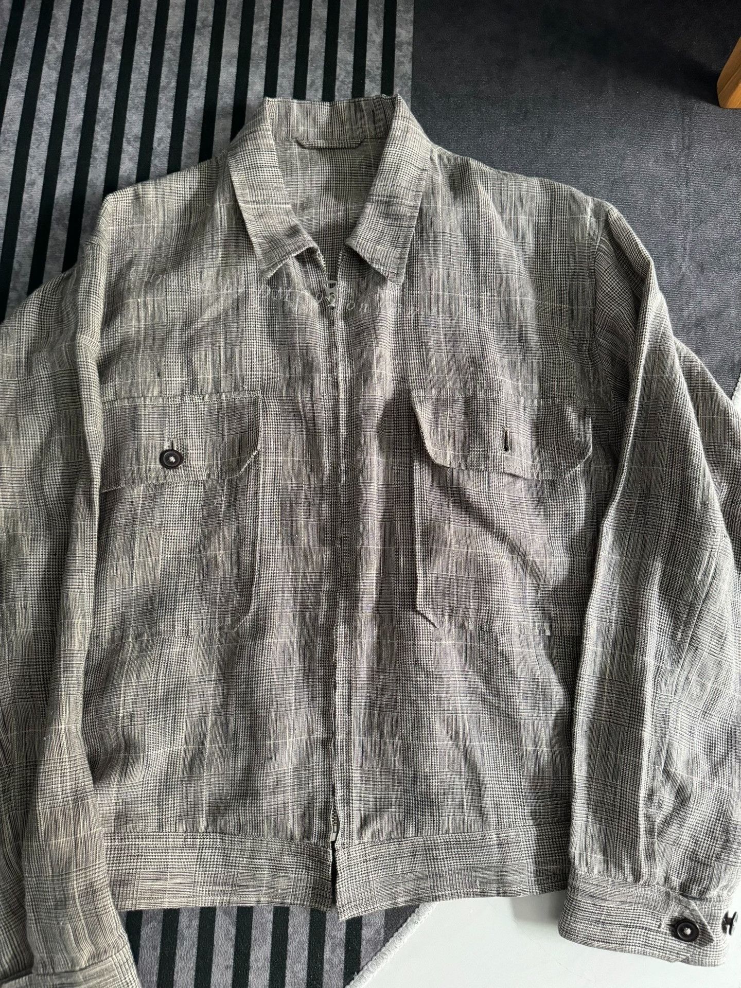 Kaptain Sunshine Kaptain Sunshine 23FW Linen Plaid Zip Jacket Size US M / EU 48-50 / 2 - 2 Thumbnail