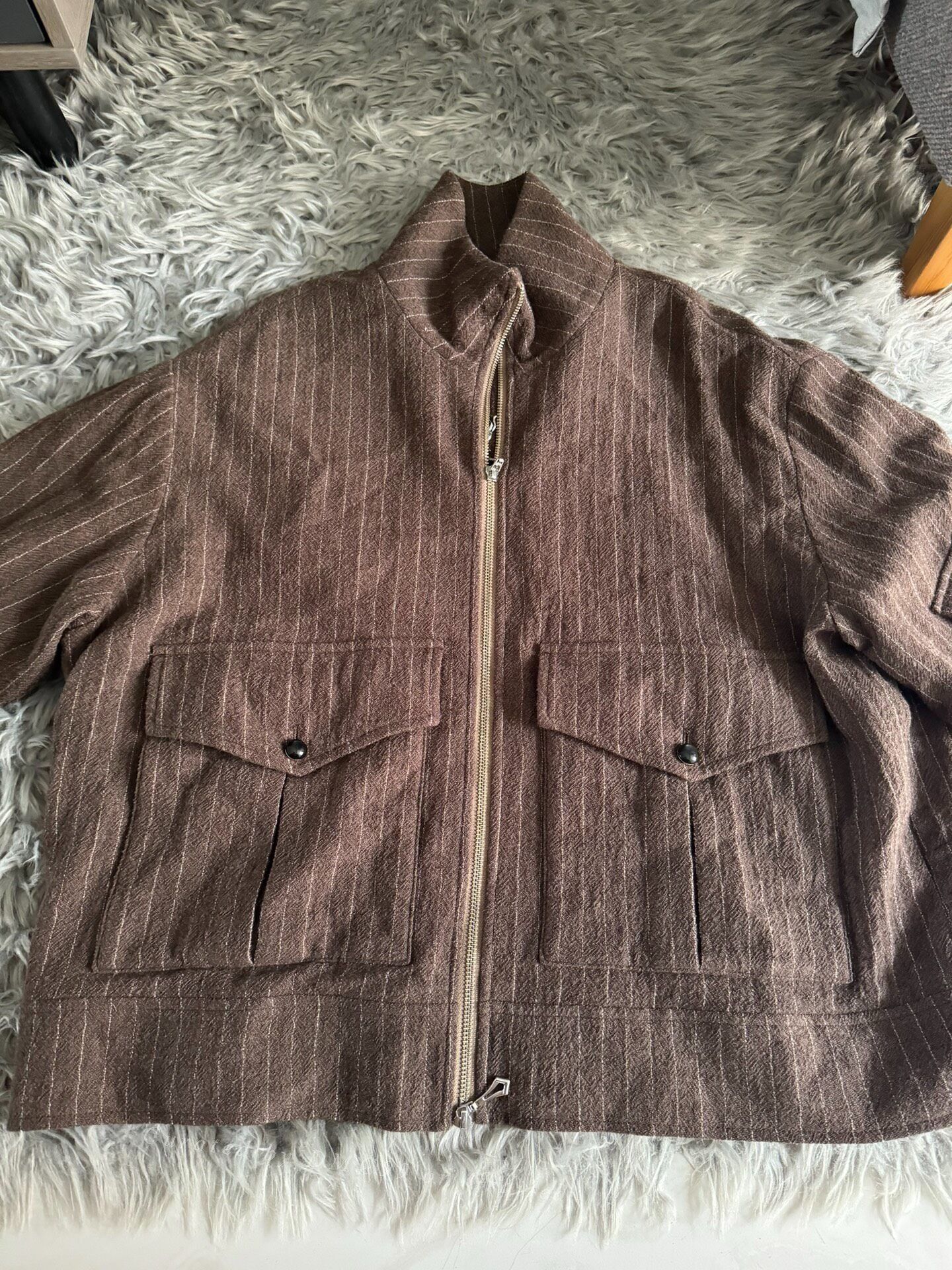 ROCKSTEADY Rocksteady Brown Wool Stripe Zip Jacket Size US M / EU 48-50 / 2 - 3 Thumbnail