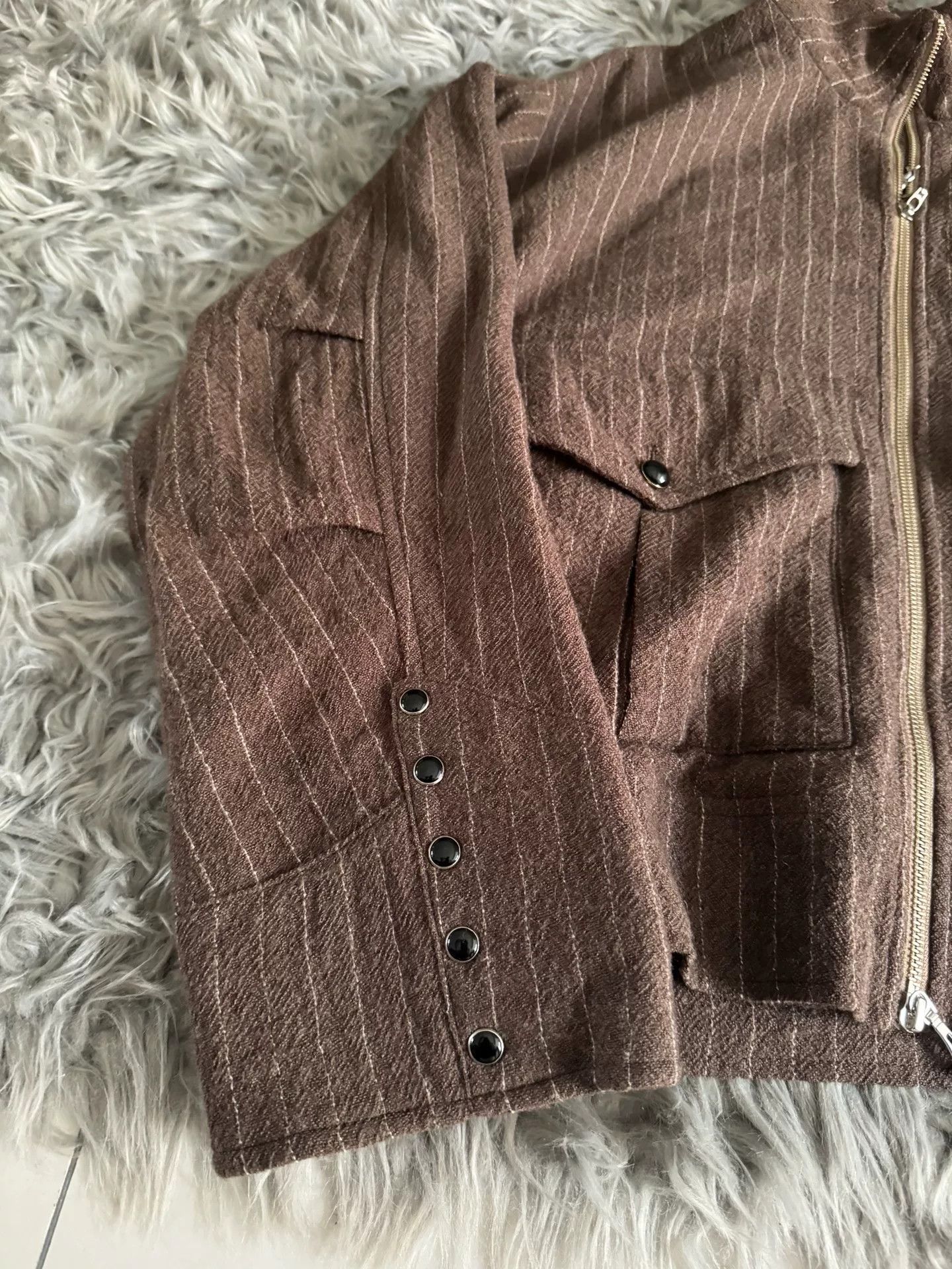 ROCKSTEADY Rocksteady Brown Wool Stripe Zip Jacket Size US M / EU 48-50 / 2 - 2 Thumbnail