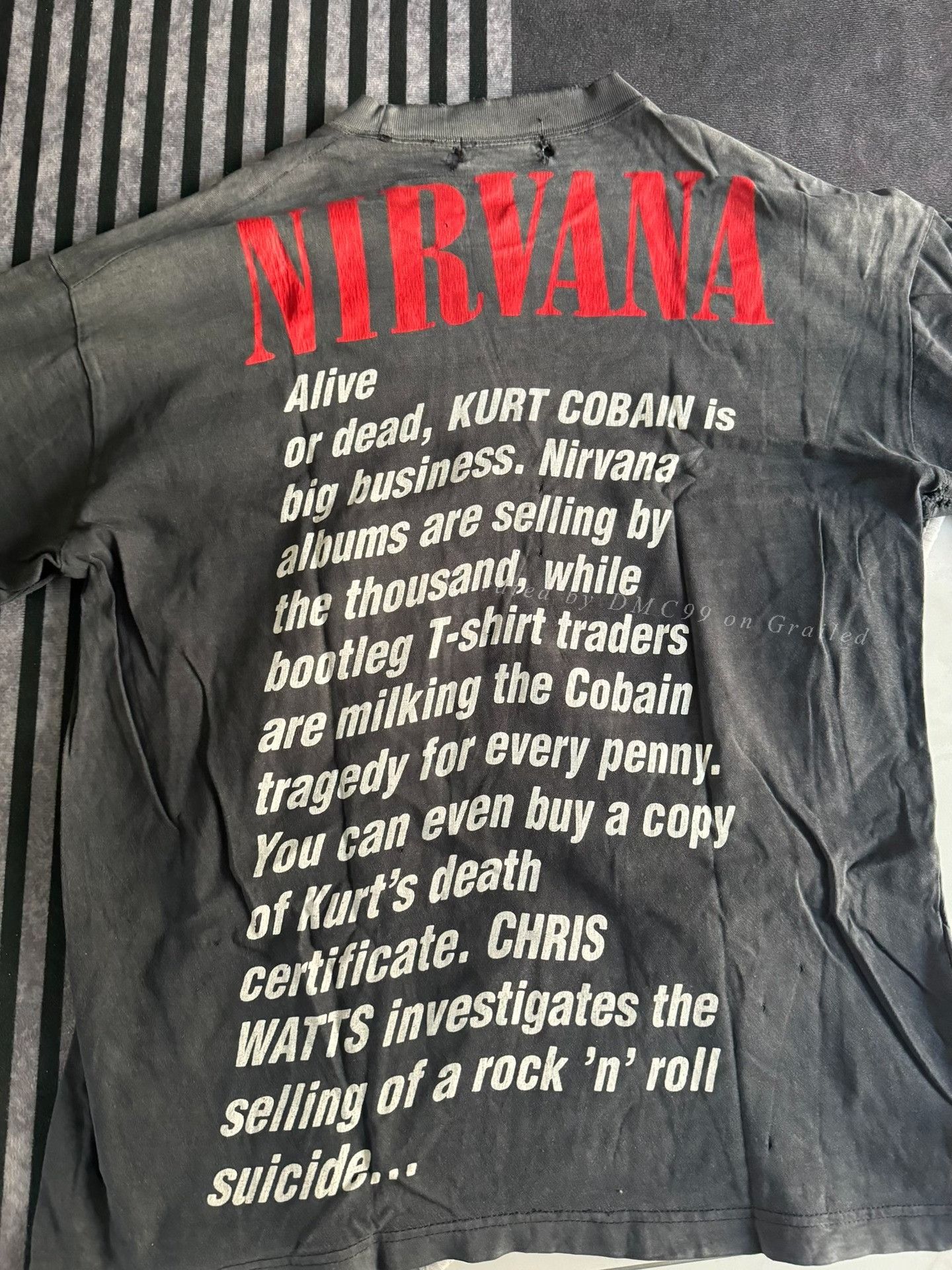 Vintage Vintage 90s Nirvana Kurt Cobain T-shirt Size US M / EU 48-50 / 2 - 4 Thumbnail
