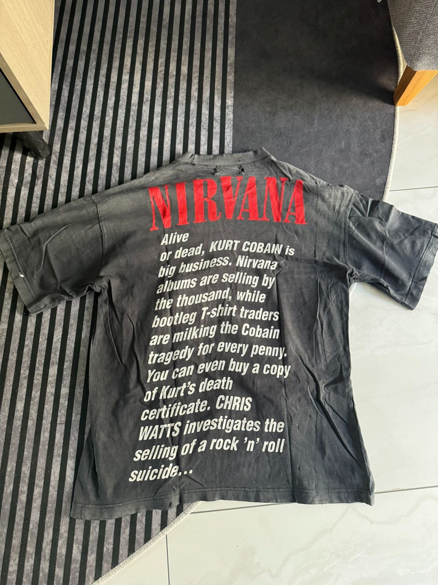 Vintage Vintage 90s Nirvana Kurt Cobain T-shirt Size US M / EU 48-50 / 2 - 3 Thumbnail