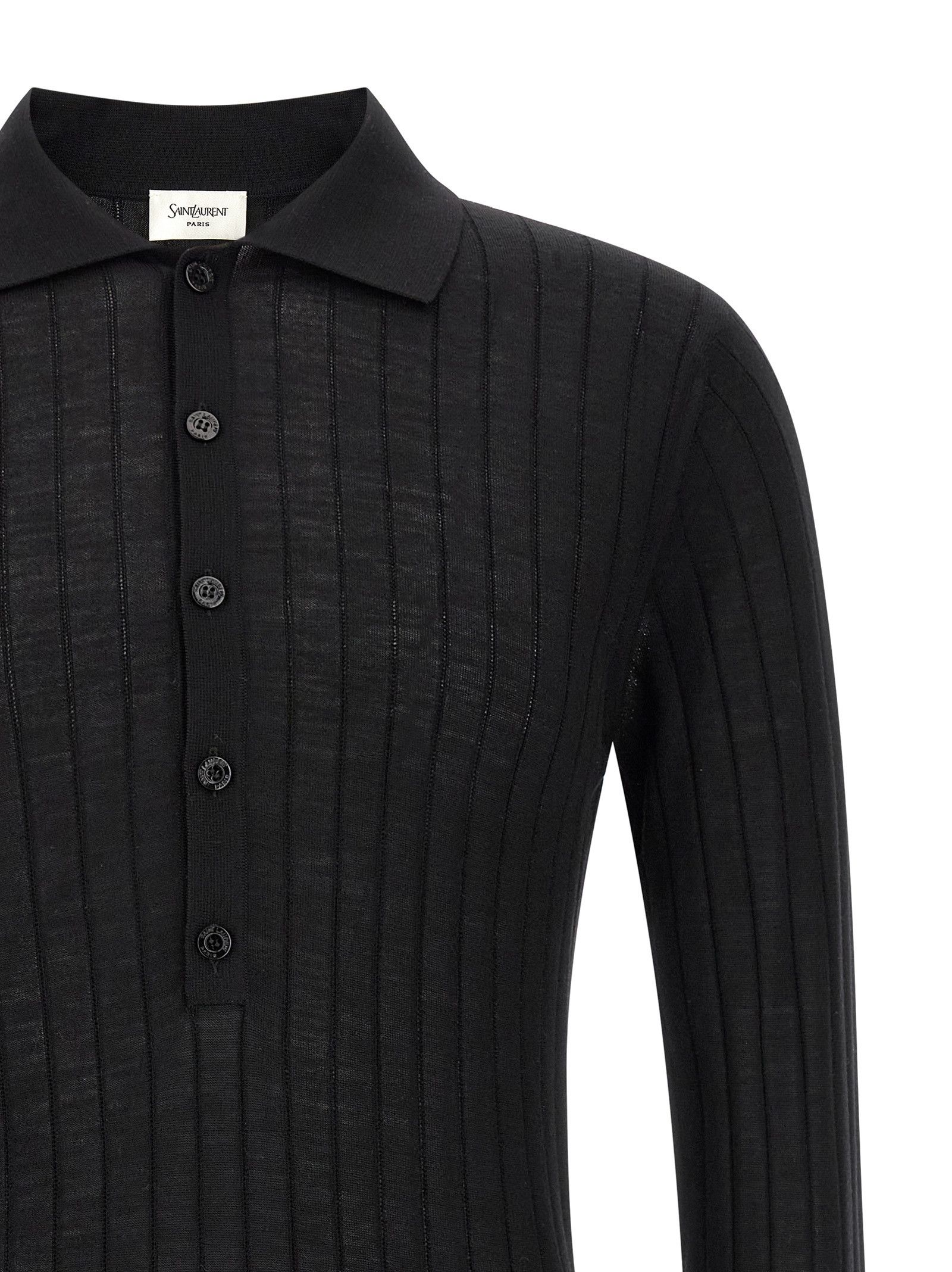 Saint Laurent Paris Pointelle wool polo shirt Size US XL / EU 56 / 4 - 3 Thumbnail