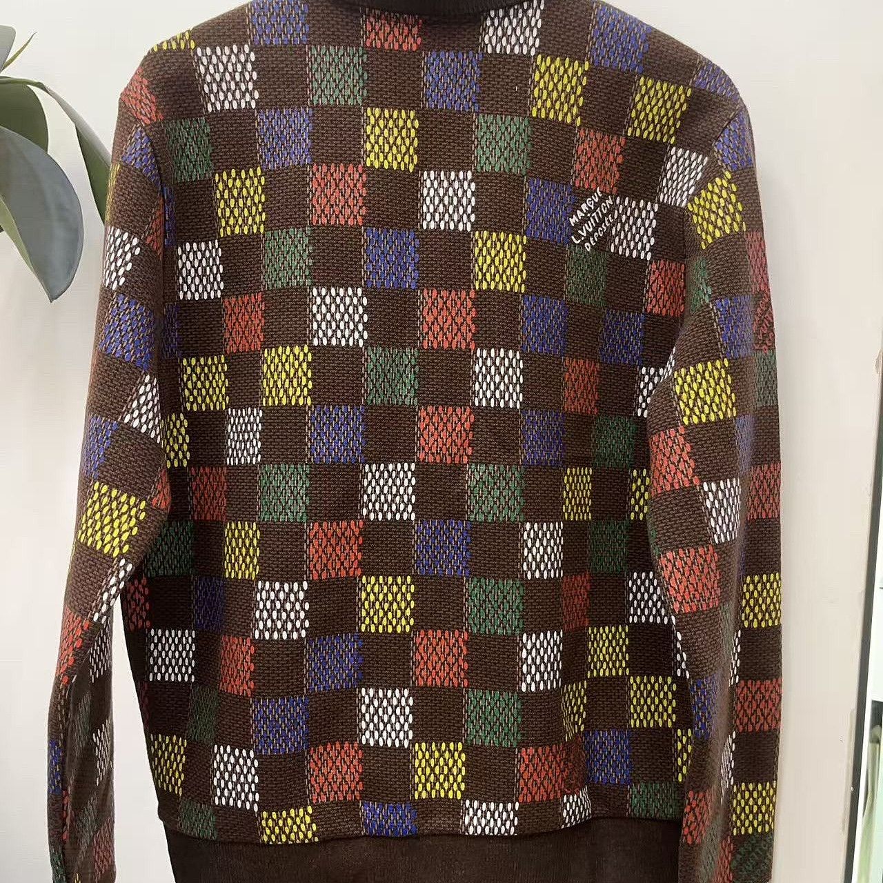 Louis Vuitton Louis Vuitton Multi-Color Checkerboard Zip-Up Sweater L Size US L / EU 52-54 / 3 - 2 Thumbnail