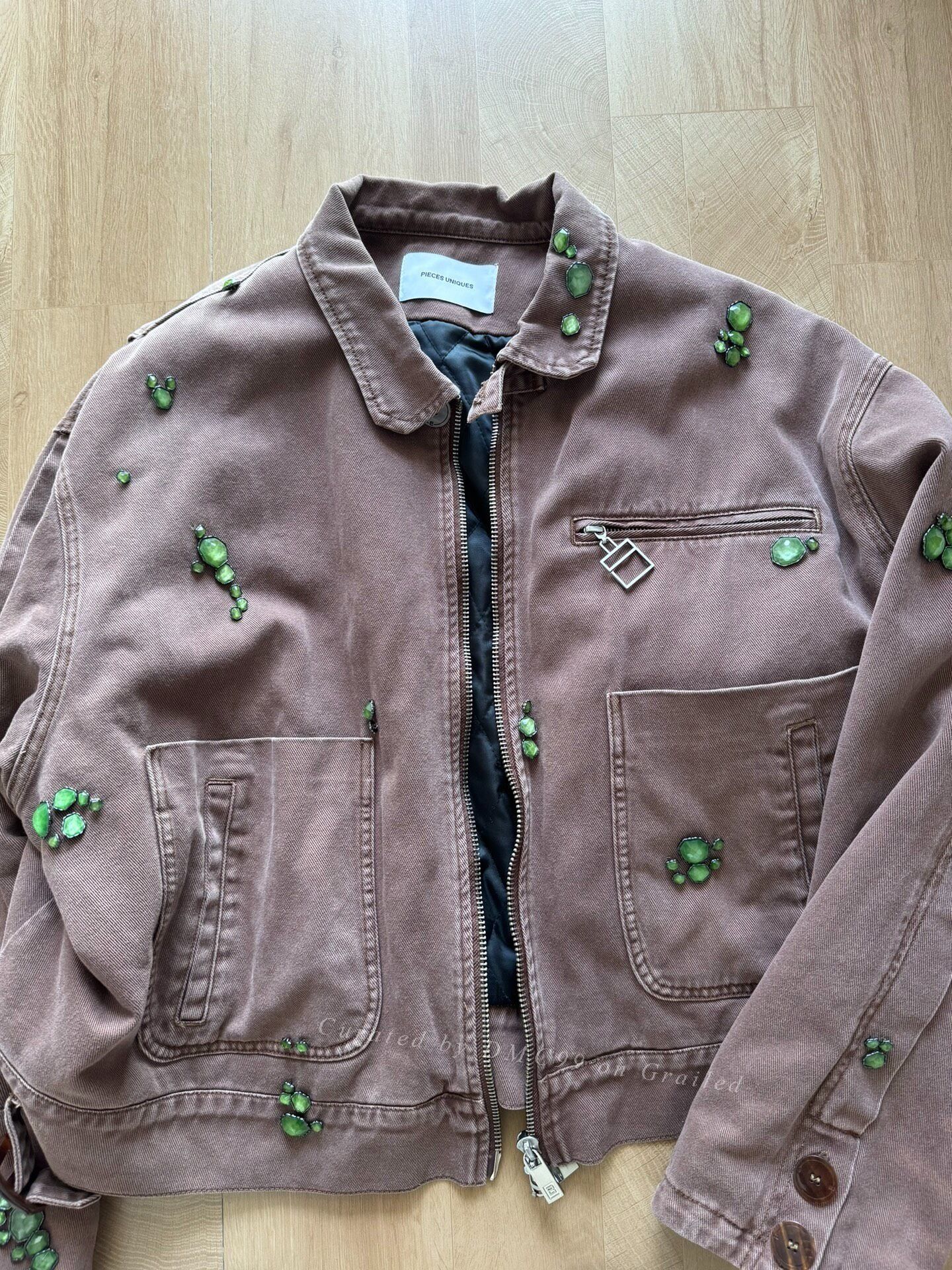 Vintage Unique Brown Gemstone Zipper Jacket Size US L / EU 52-54 / 3 - 2 Thumbnail