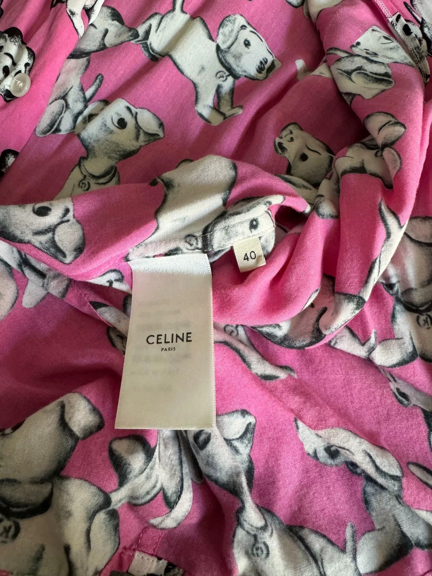 Celine Celine Pink Puppy Short-Sleeve Shirt Size S / US 4 / IT 40 - 4 Thumbnail