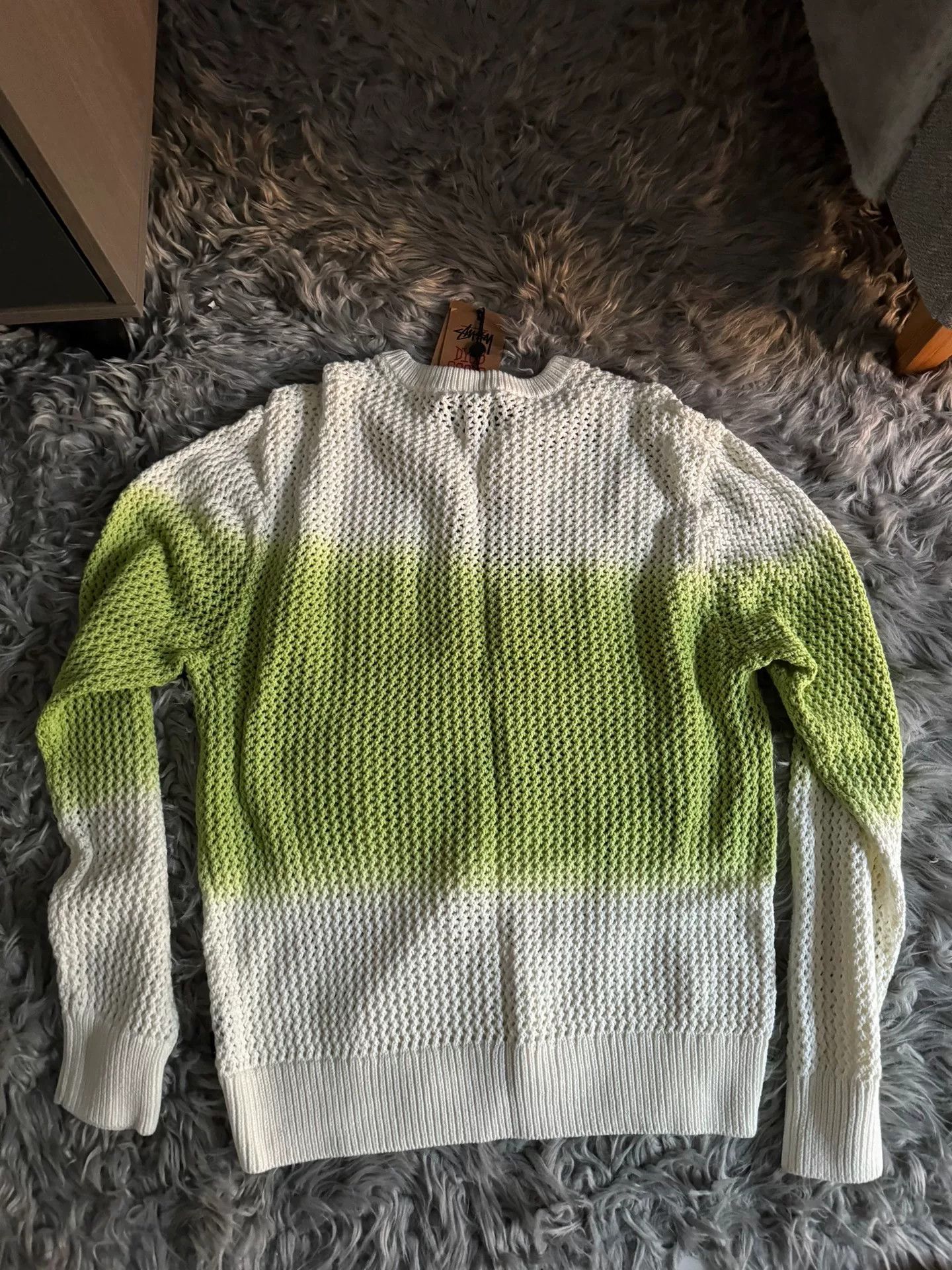 Stussy Stussy White Green Gradient Hollow-out Sweater Size US L / EU 52-54 / 3 - 2 Thumbnail