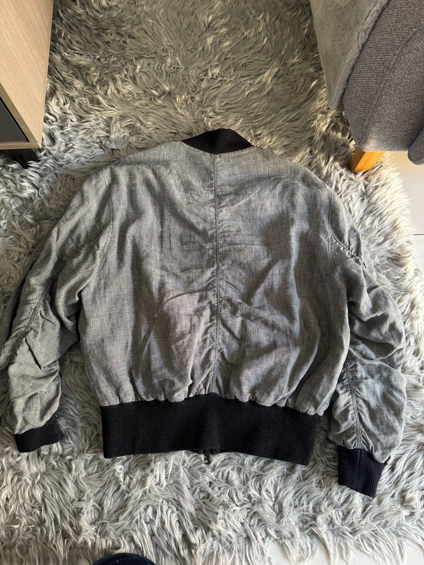 Vintage Houndstooth Pleated Ribbed Collar Bomber MA-1 Size US L / EU 52-54 / 3 - 3 Thumbnail
