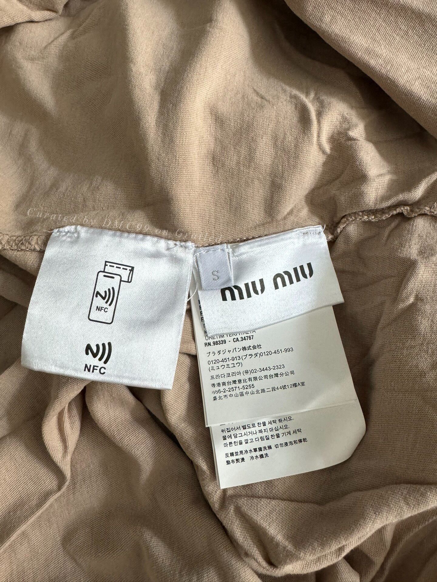 Miu Miu Miumiu 24SS Khaki Embroidered Distressed Logo Tee Size S / US 4 / IT 40 - 4 Thumbnail