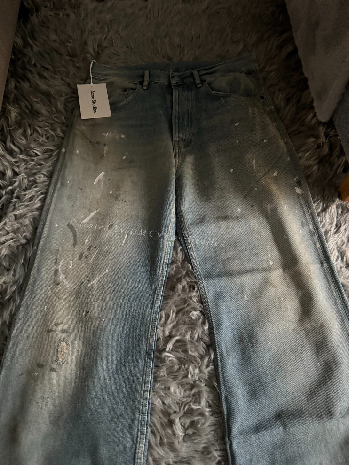 Acne Studios Acne Studios Light Blue Splatter Jeans Size US 30 / EU 46 - 2 Thumbnail