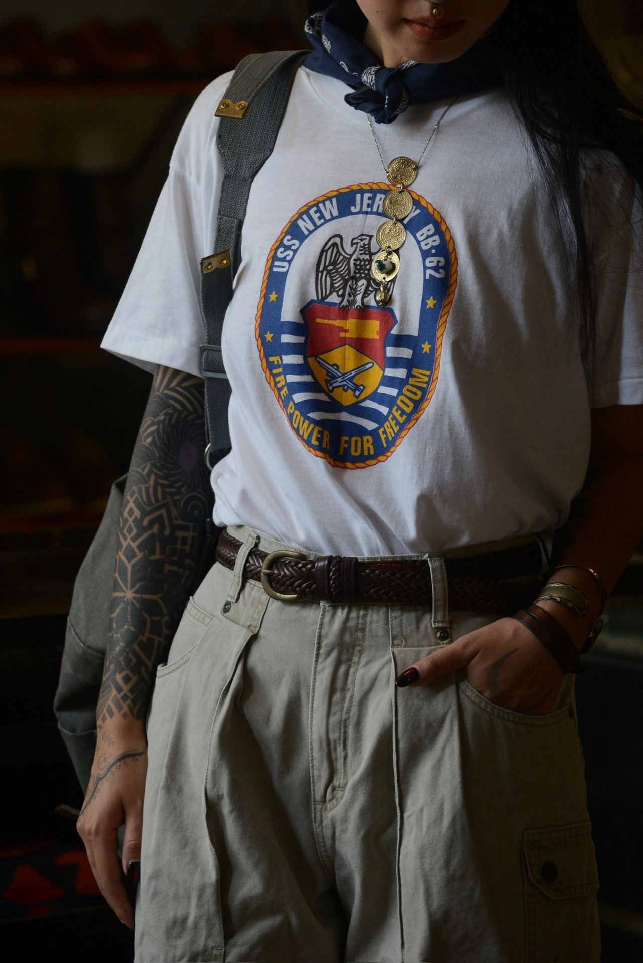 Vintage Vintage 90's USS New Jersey BB-62 Tee Size US L / EU 52-54 / 3 - 2 Thumbnail