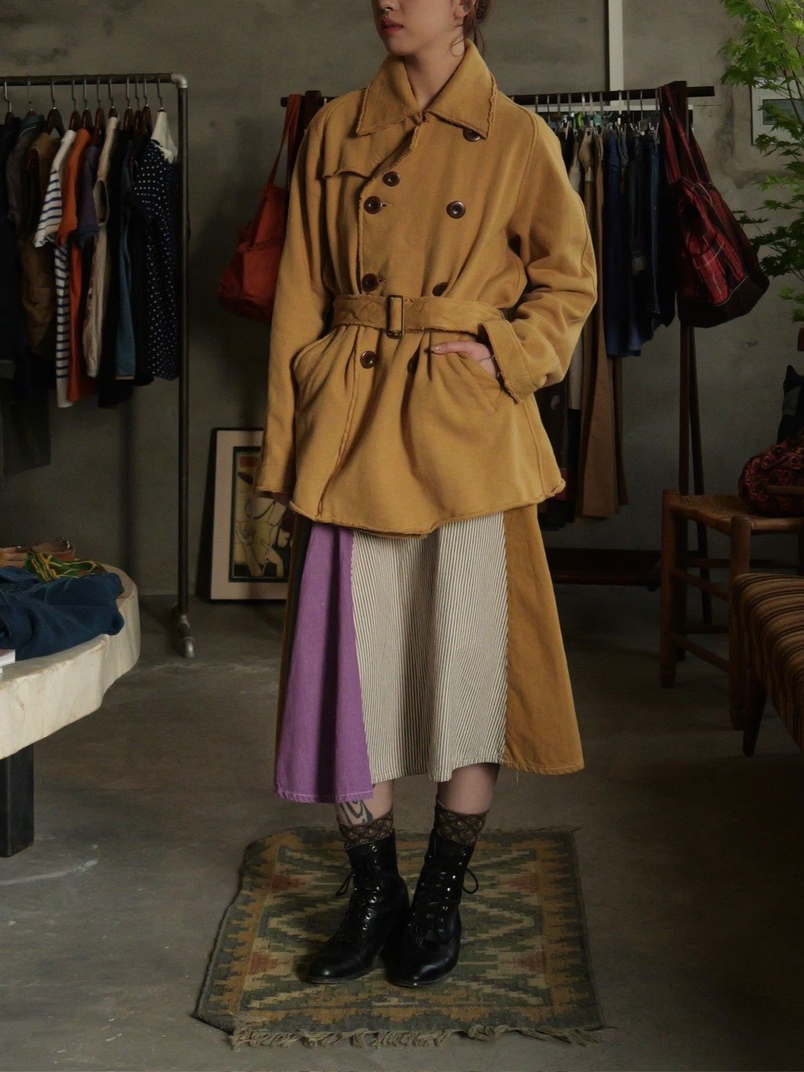Kapital Kapital Ginger Yellow Double-Breasted Trench Coat Size M / US 6-8 / IT 42-44 - 2 Thumbnail