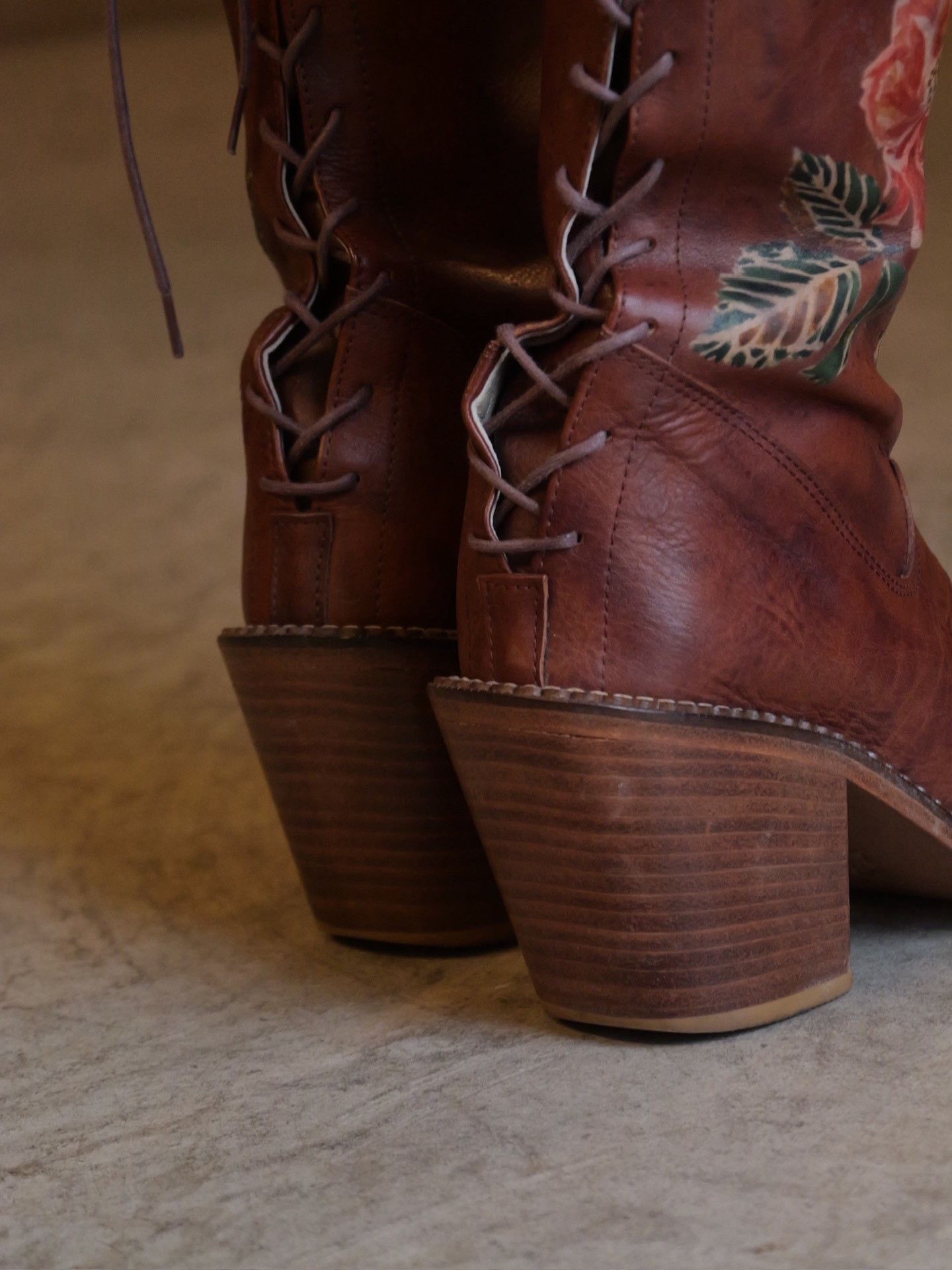 New Rock Ozone Rock Tassel Floral Leather Boots Size US 6 / IT 36 - 8 Thumbnail