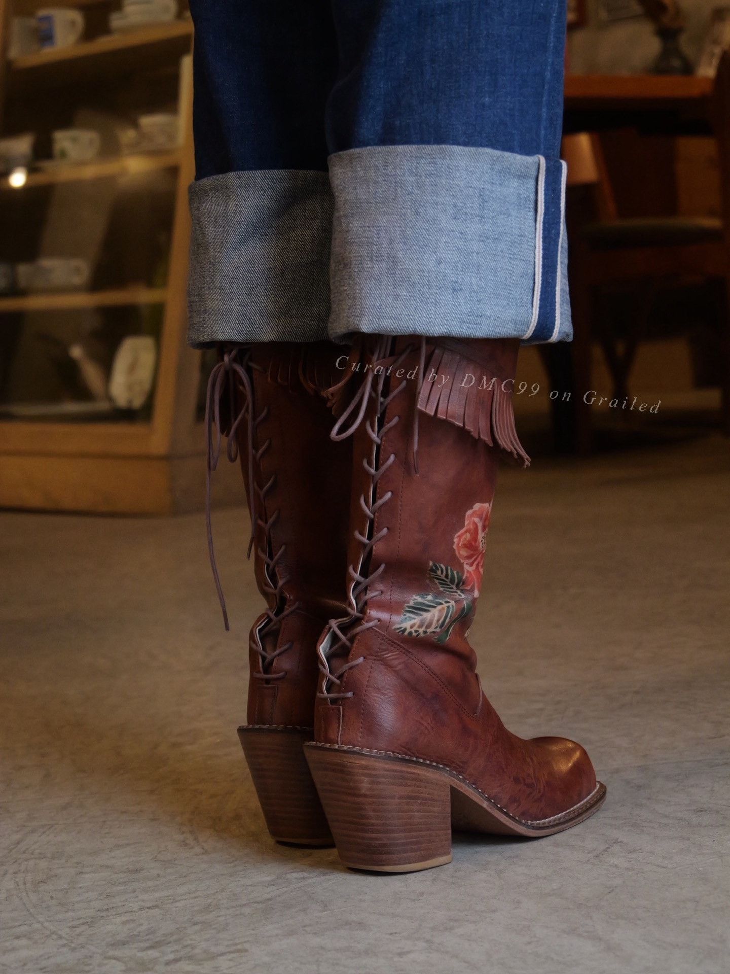New Rock Ozone Rock Tassel Floral Leather Boots Size US 6 / IT 36 - 6 Thumbnail